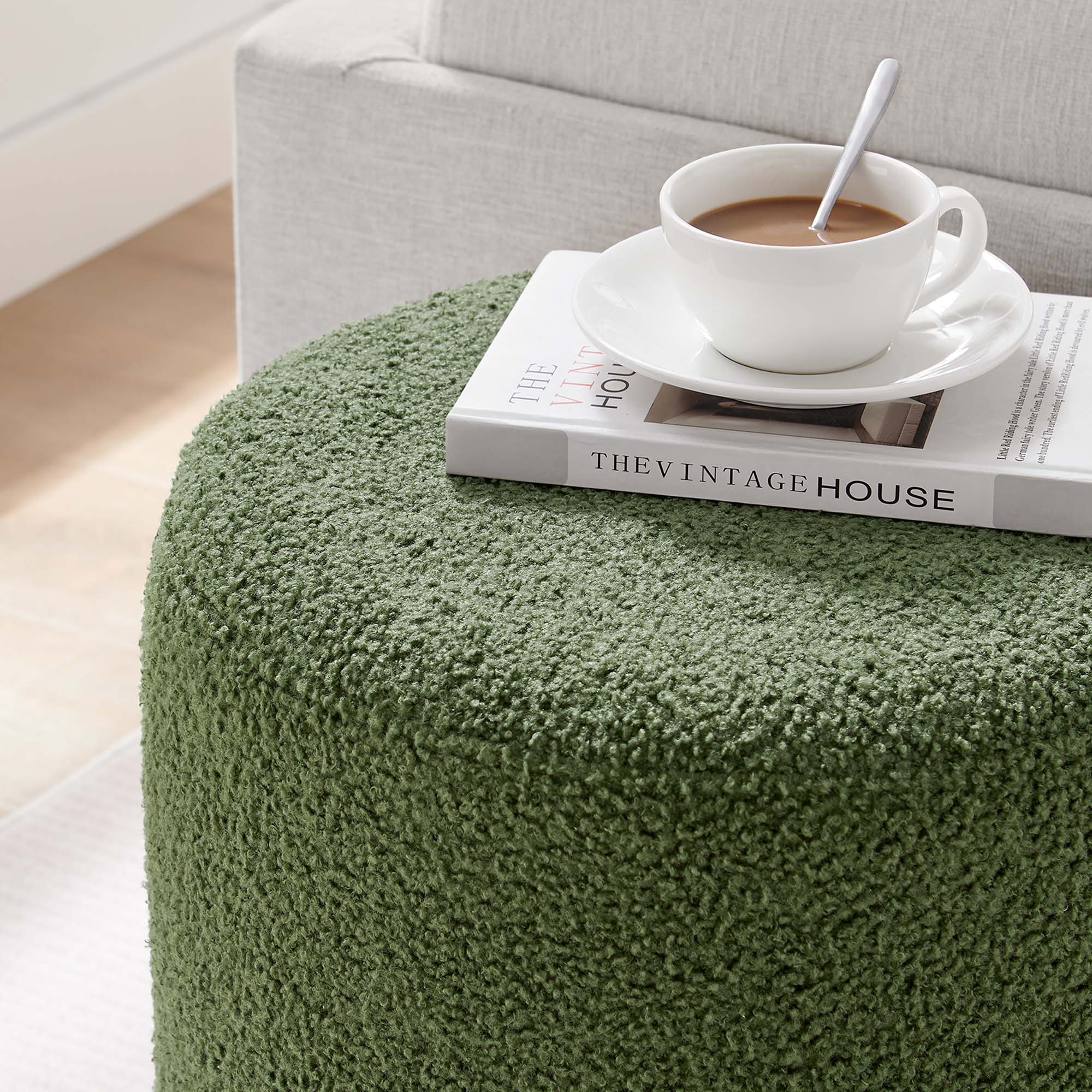 Modway Tilden 16" Round Sherpa Upholstered Ottoman