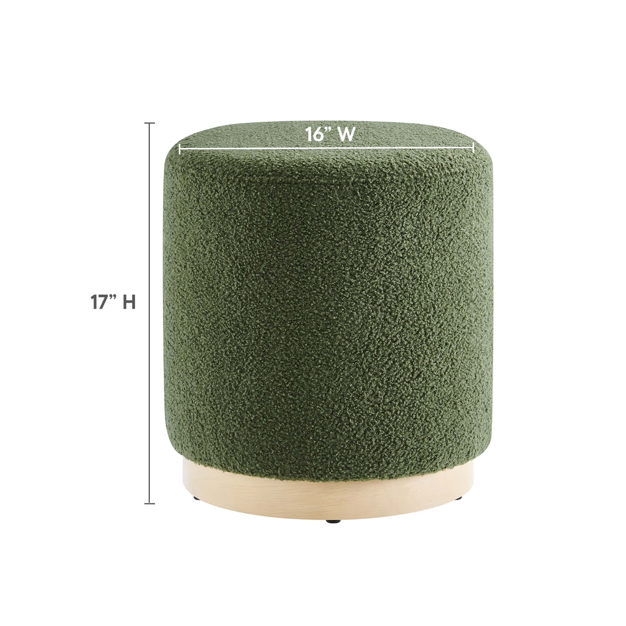 Modway Tilden 16" Round Sherpa Upholstered Ottoman