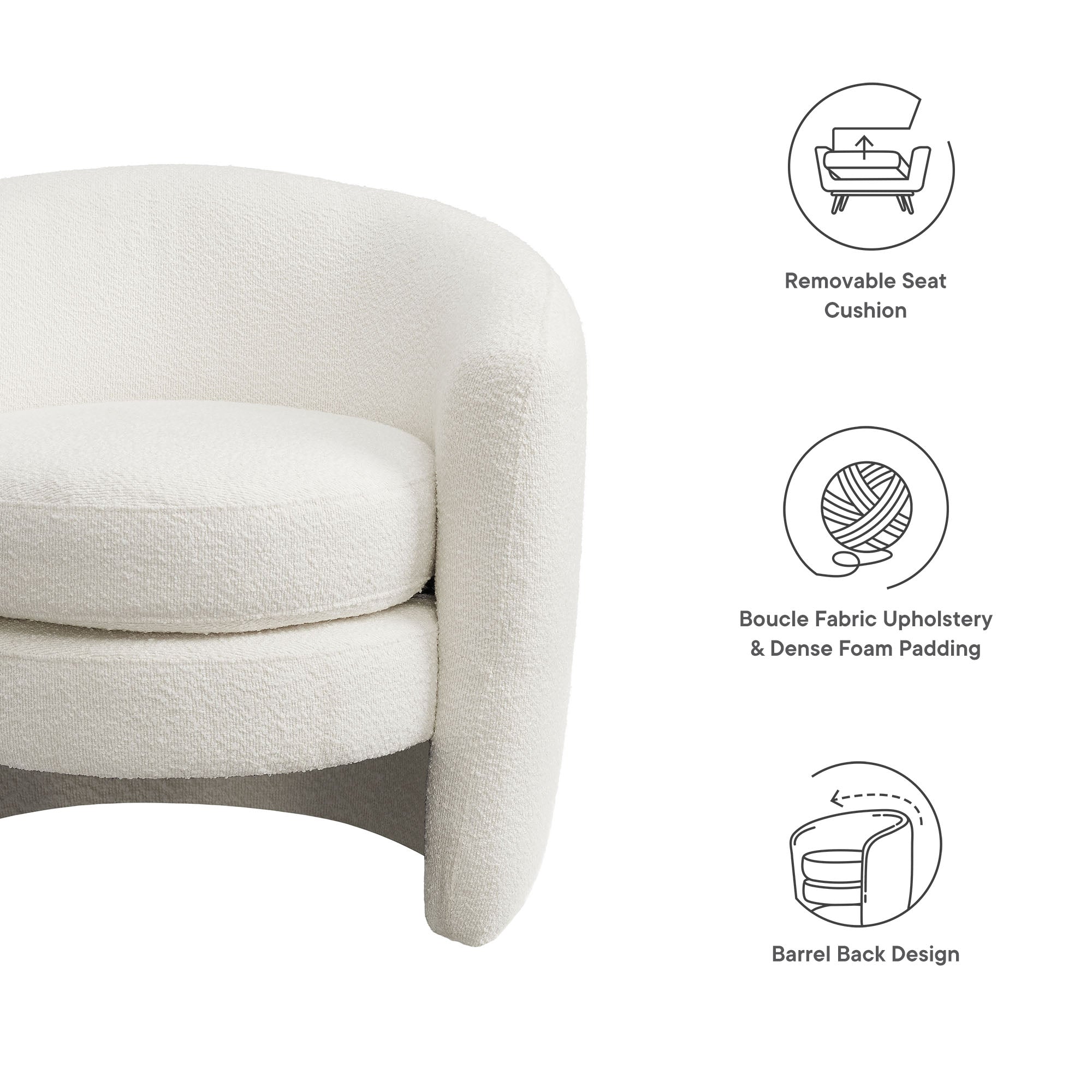 Modway Affinity Upholstered Boucle Fabric Curved Back Armchair