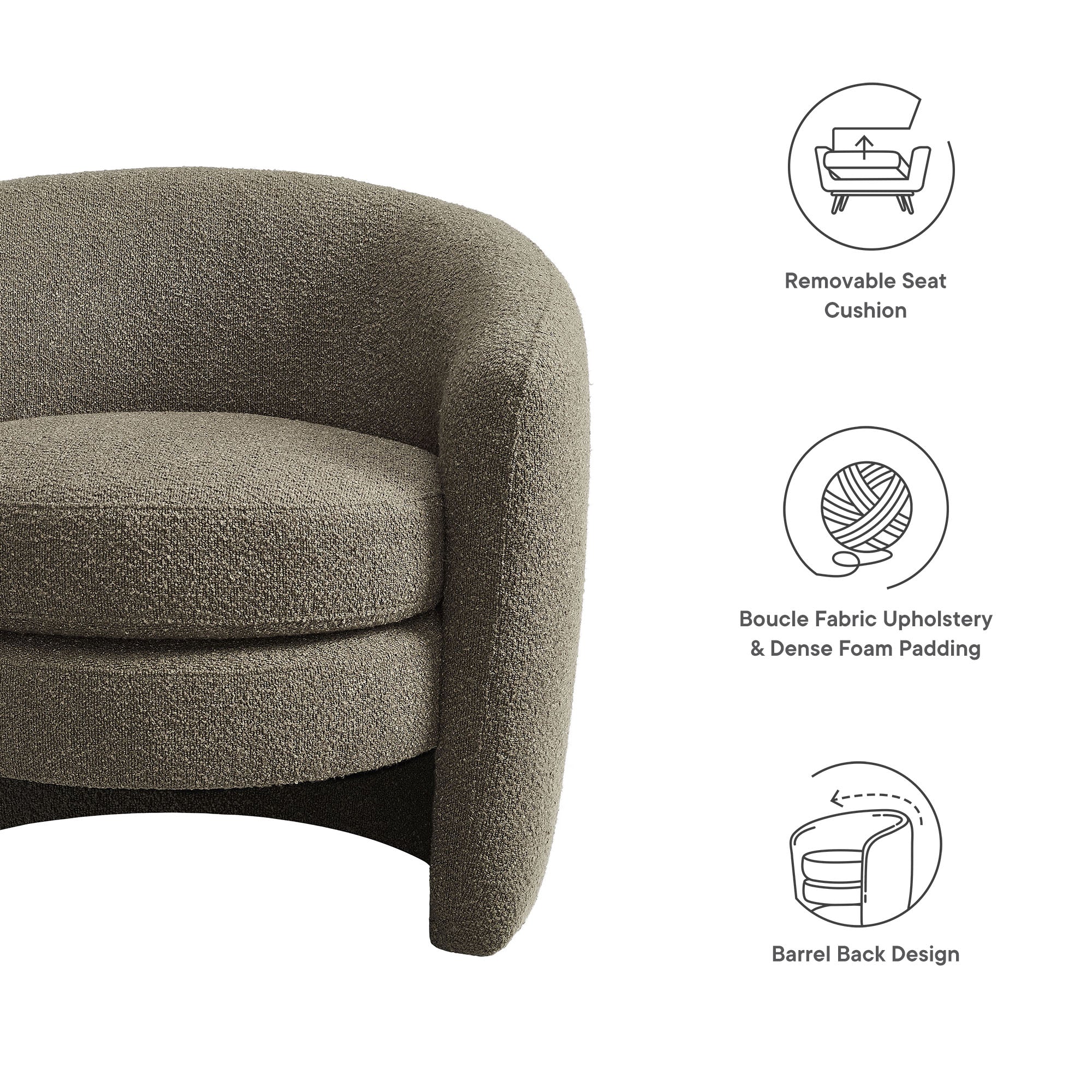 Modway Affinity Upholstered Boucle Fabric Curved Back Armchair