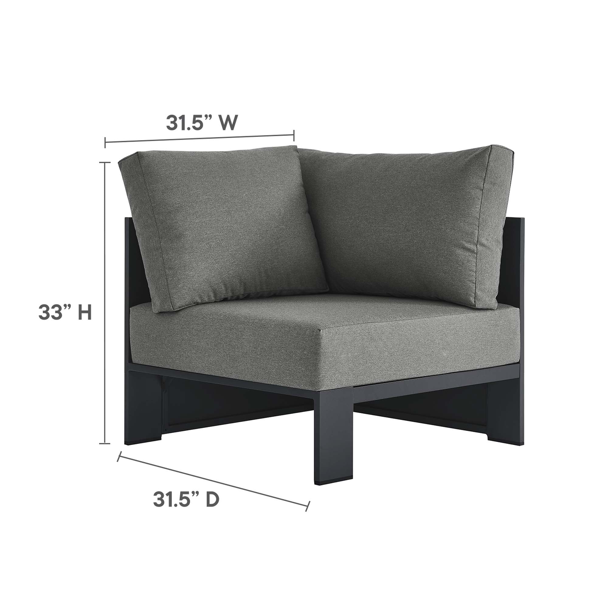 Modway Tahoe 3-Piece Outdoor Patio Powder-Coated Aluminum Sectional Sofa Set