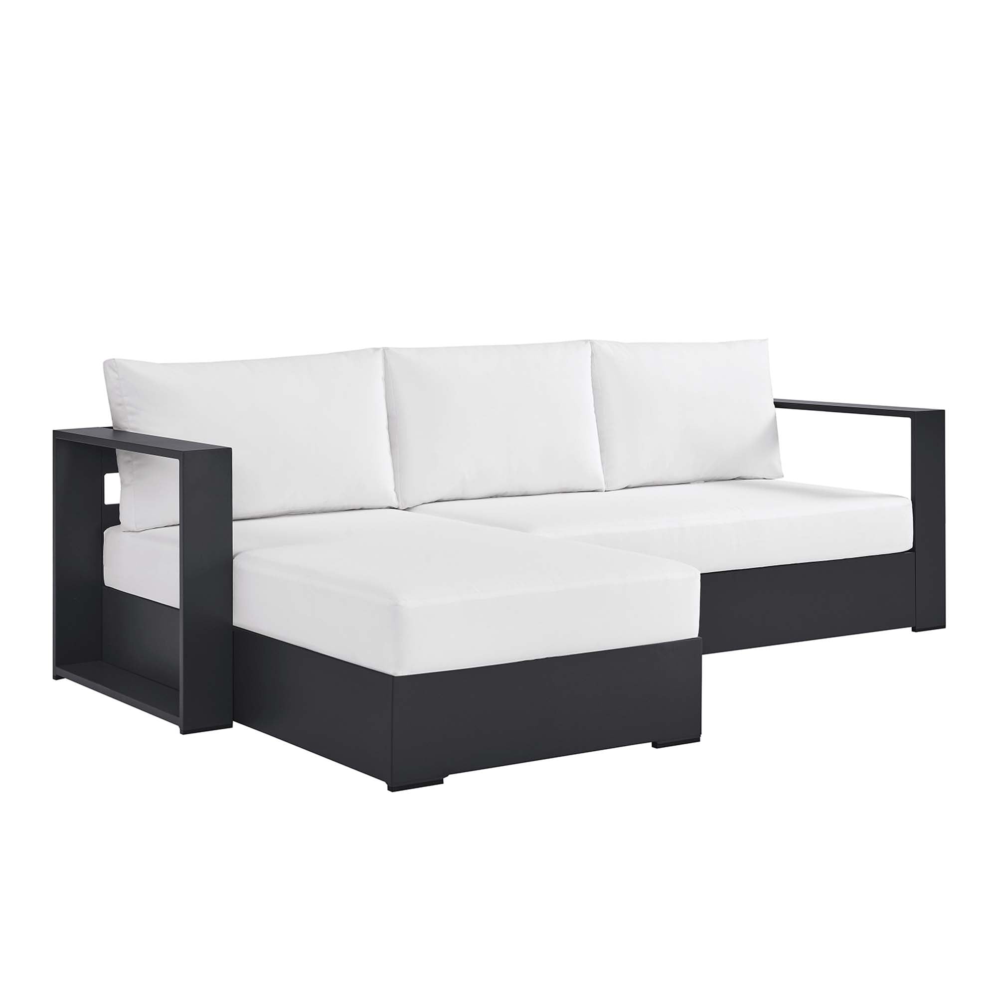 Modway Tahoe 2-Piece Outdoor Patio Powder-Coated Aluminum Left-Facing Chaise Sectional Sofa Set