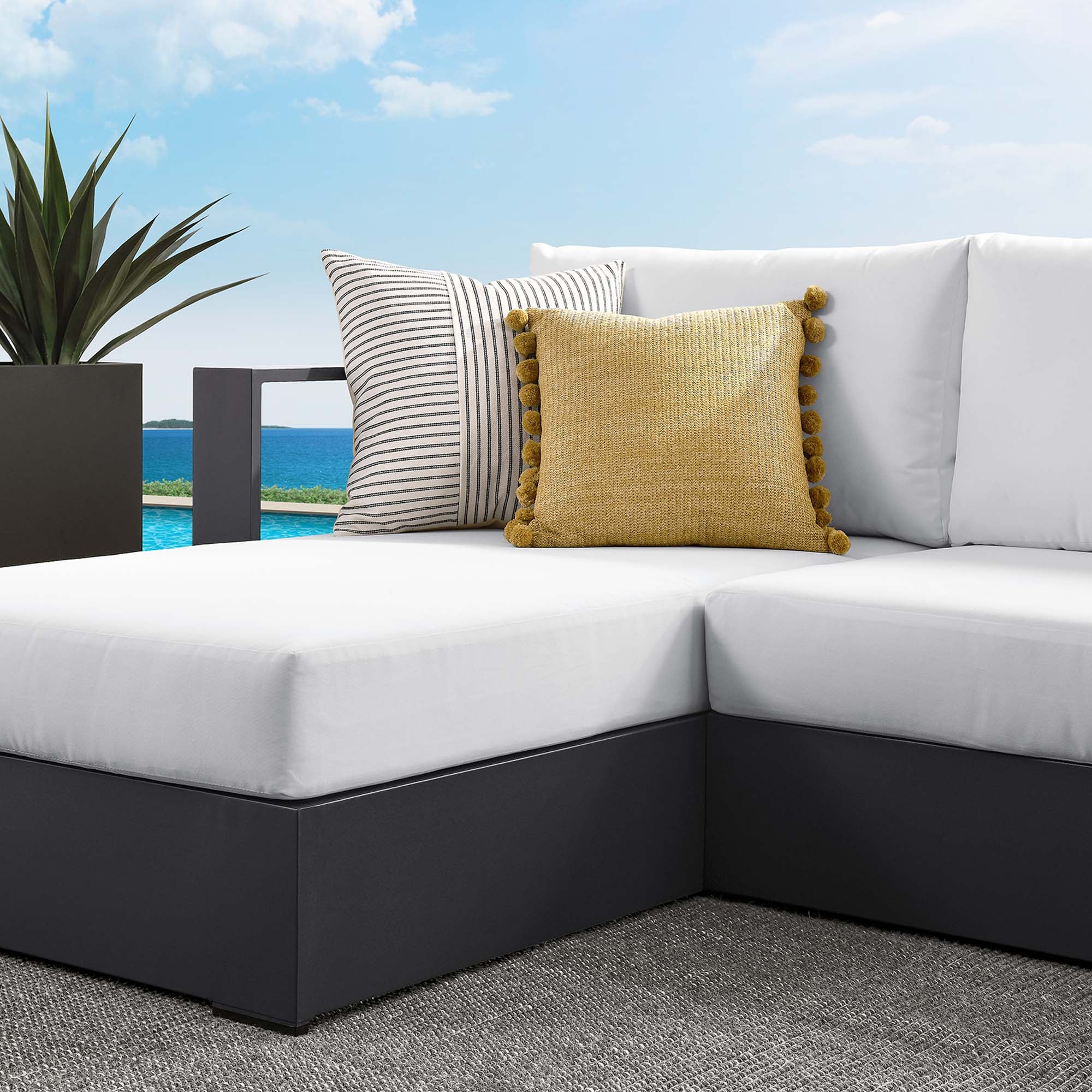 Modway Tahoe 2-Piece Outdoor Patio Powder-Coated Aluminum Left-Facing Chaise Sectional Sofa Set