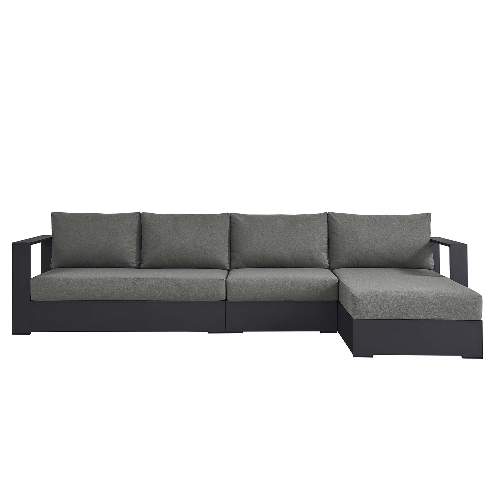 Modway Tahoe 3-Piece Outdoor Patio Powder-Coated Aluminum Right-Facing Chaise Sectional Sofa Set