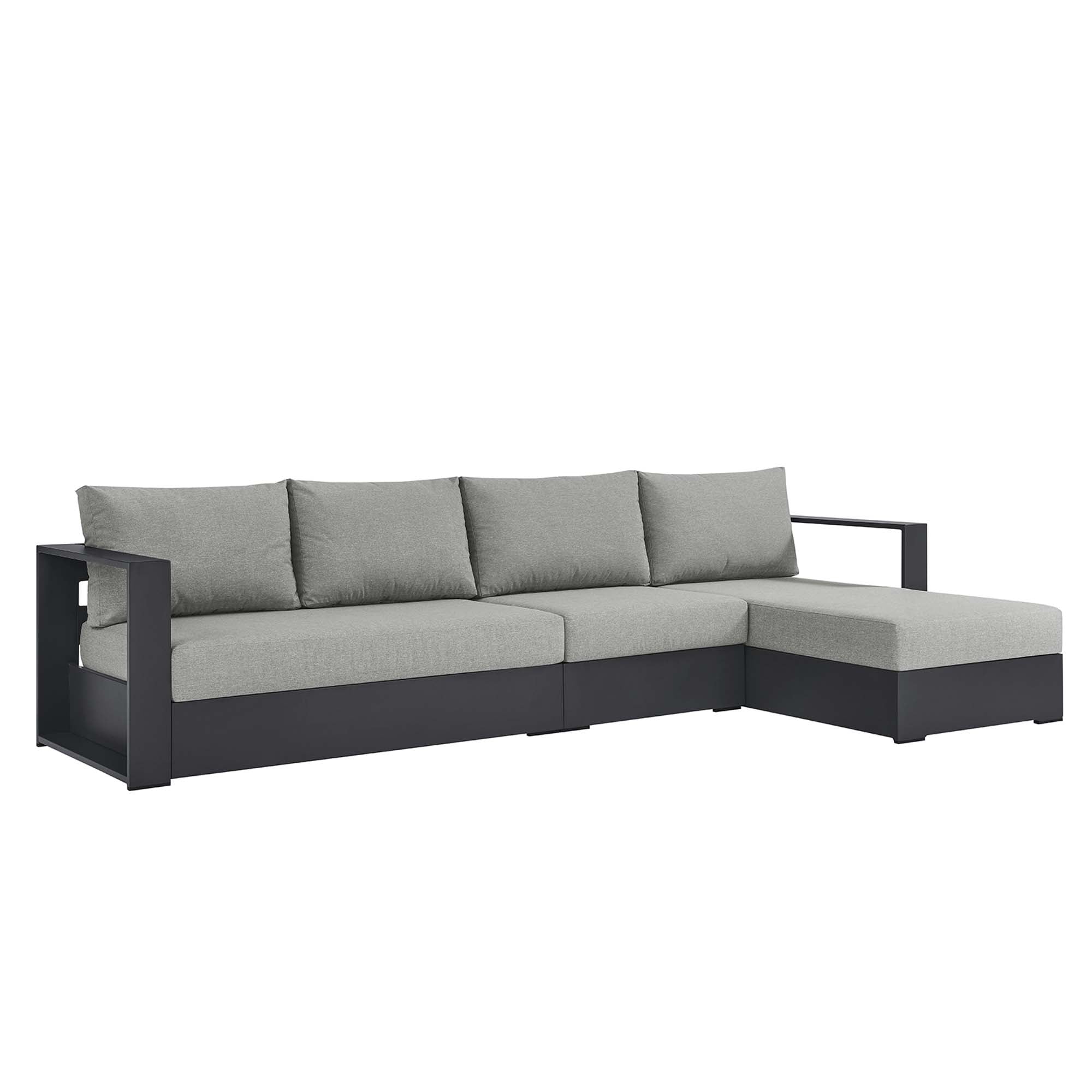 Modway Tahoe 3-Piece Outdoor Patio Powder-Coated Aluminum Right-Facing Chaise Sectional Sofa Set