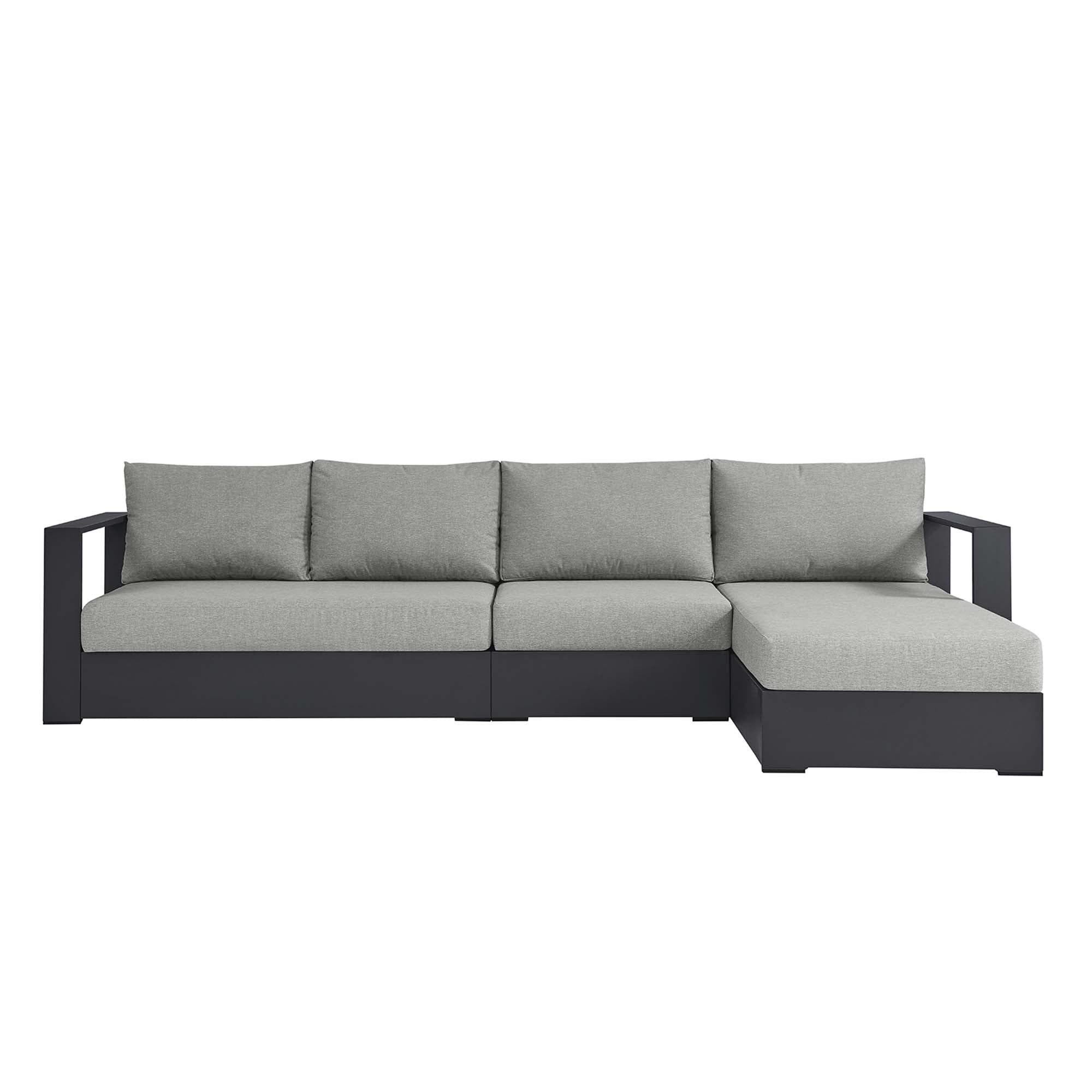 Modway Tahoe 3-Piece Outdoor Patio Powder-Coated Aluminum Right-Facing Chaise Sectional Sofa Set