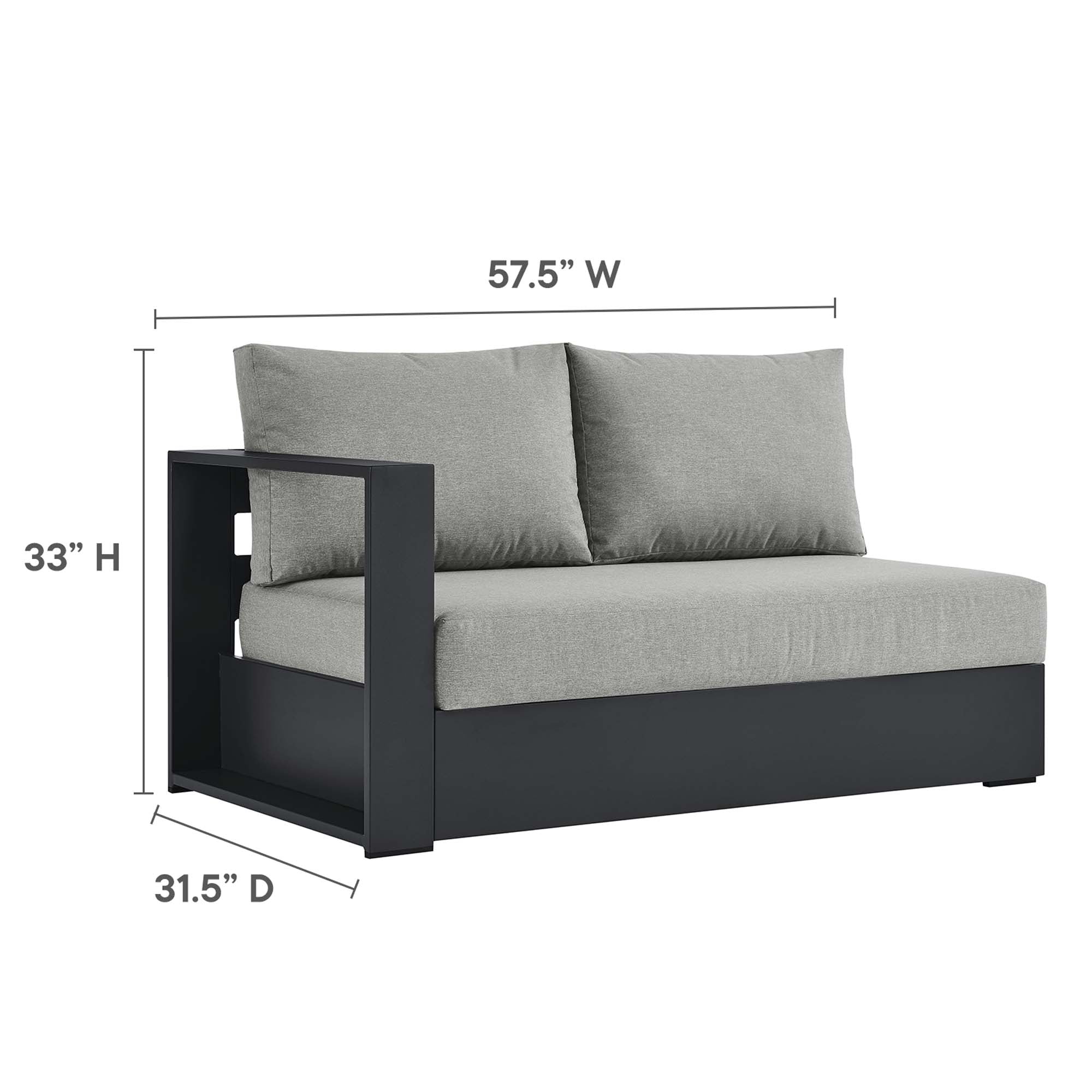 Modway Tahoe 3-Piece Outdoor Patio Powder-Coated Aluminum Right-Facing Chaise Sectional Sofa Set