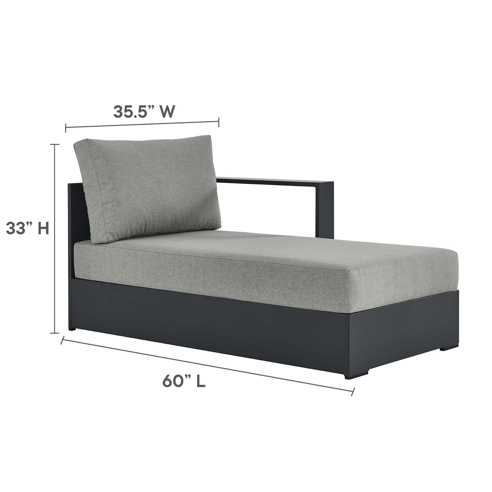 Modway Tahoe 3-Piece Outdoor Patio Powder-Coated Aluminum Right-Facing Chaise Sectional Sofa Set