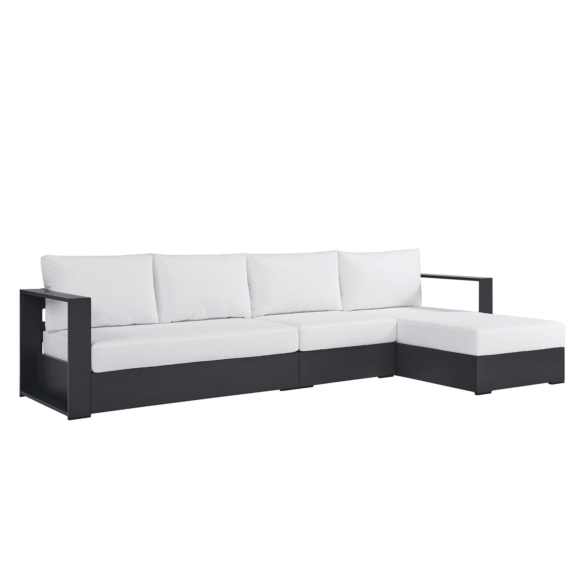 Modway Tahoe 3-Piece Outdoor Patio Powder-Coated Aluminum Right-Facing Chaise Sectional Sofa Set