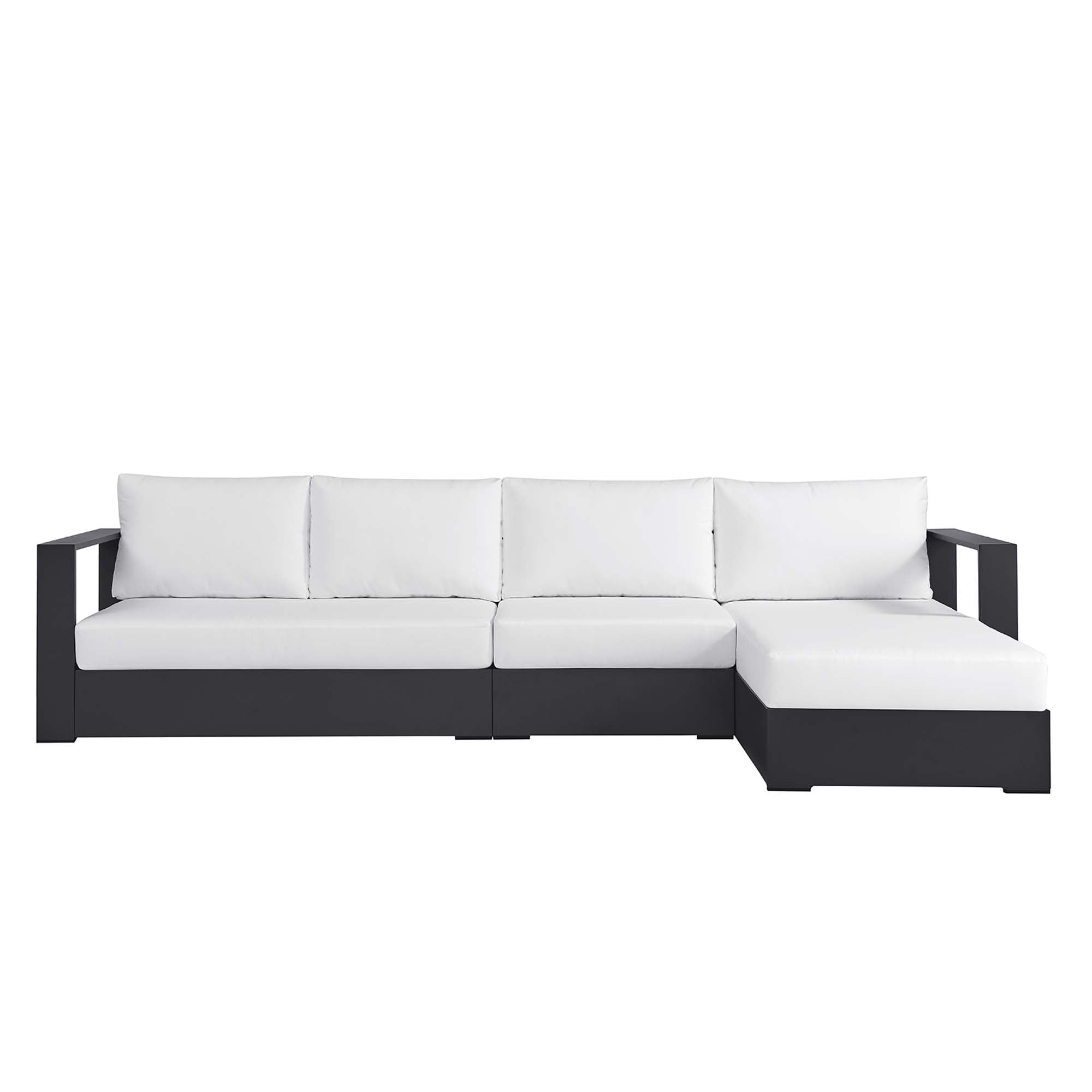 Modway Tahoe 3-Piece Outdoor Patio Powder-Coated Aluminum Right-Facing Chaise Sectional Sofa Set