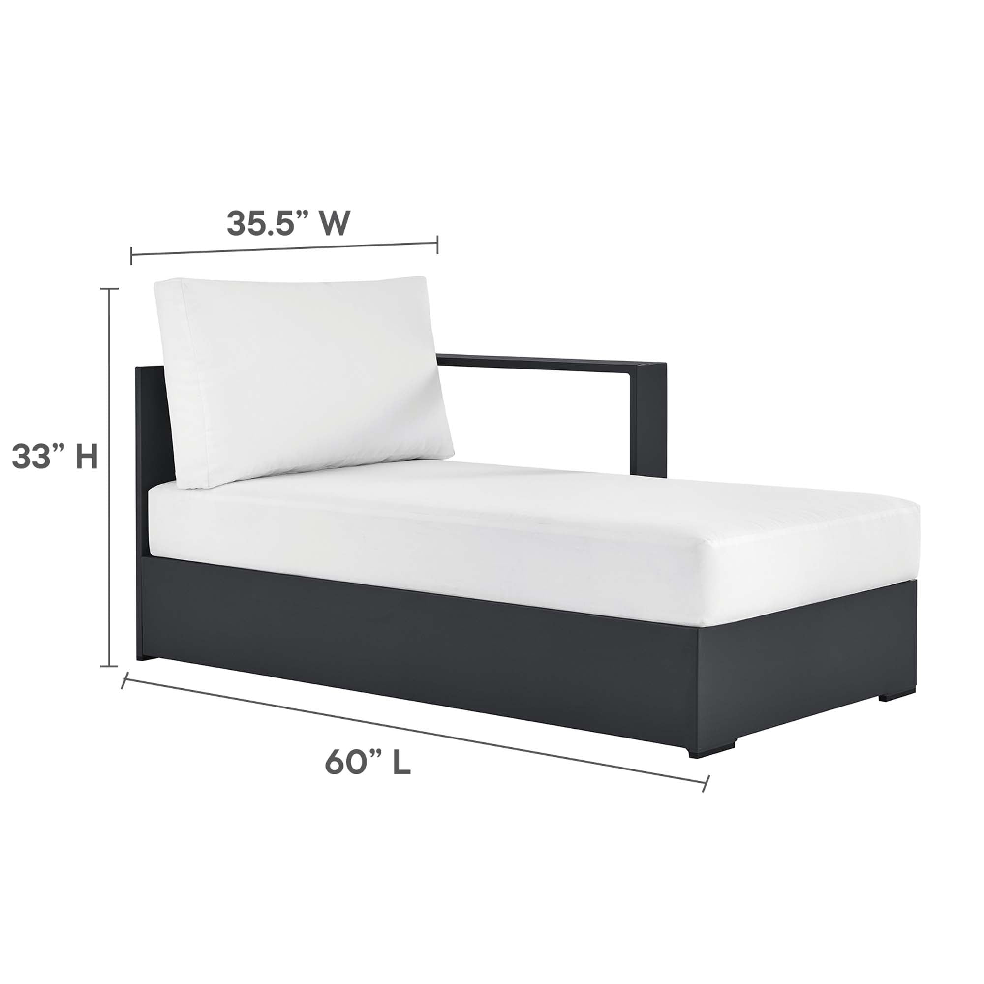 Modway Tahoe 3-Piece Outdoor Patio Powder-Coated Aluminum Right-Facing Chaise Sectional Sofa Set