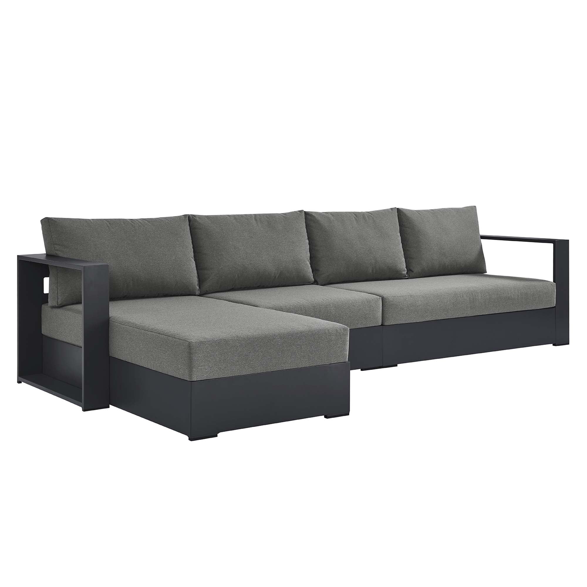 Modway Tahoe 3-Piece Outdoor Patio Powder-Coated Aluminum Left-Facing Chaise Sectional Sofa Set