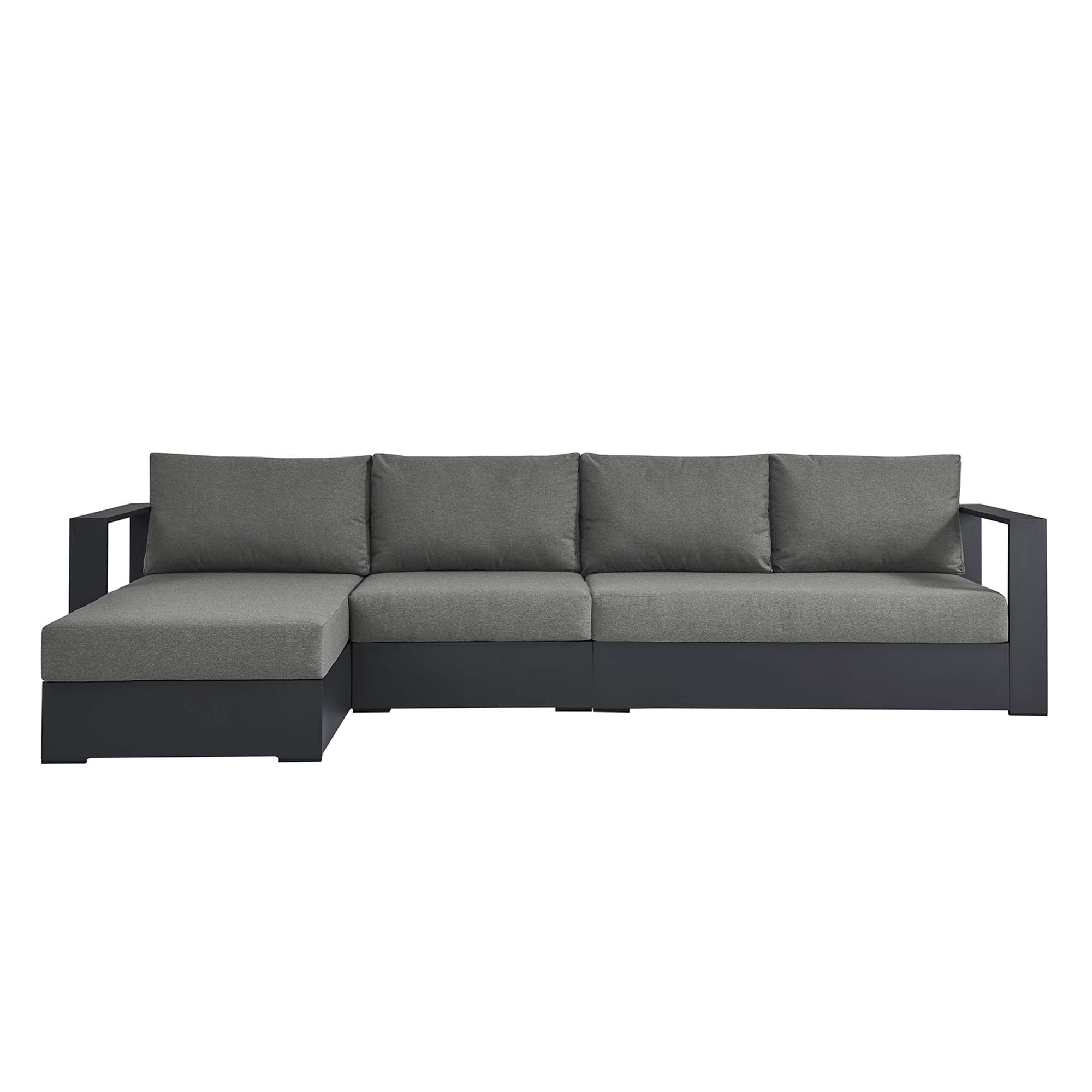 Modway Tahoe 3-Piece Outdoor Patio Powder-Coated Aluminum Left-Facing Chaise Sectional Sofa Set