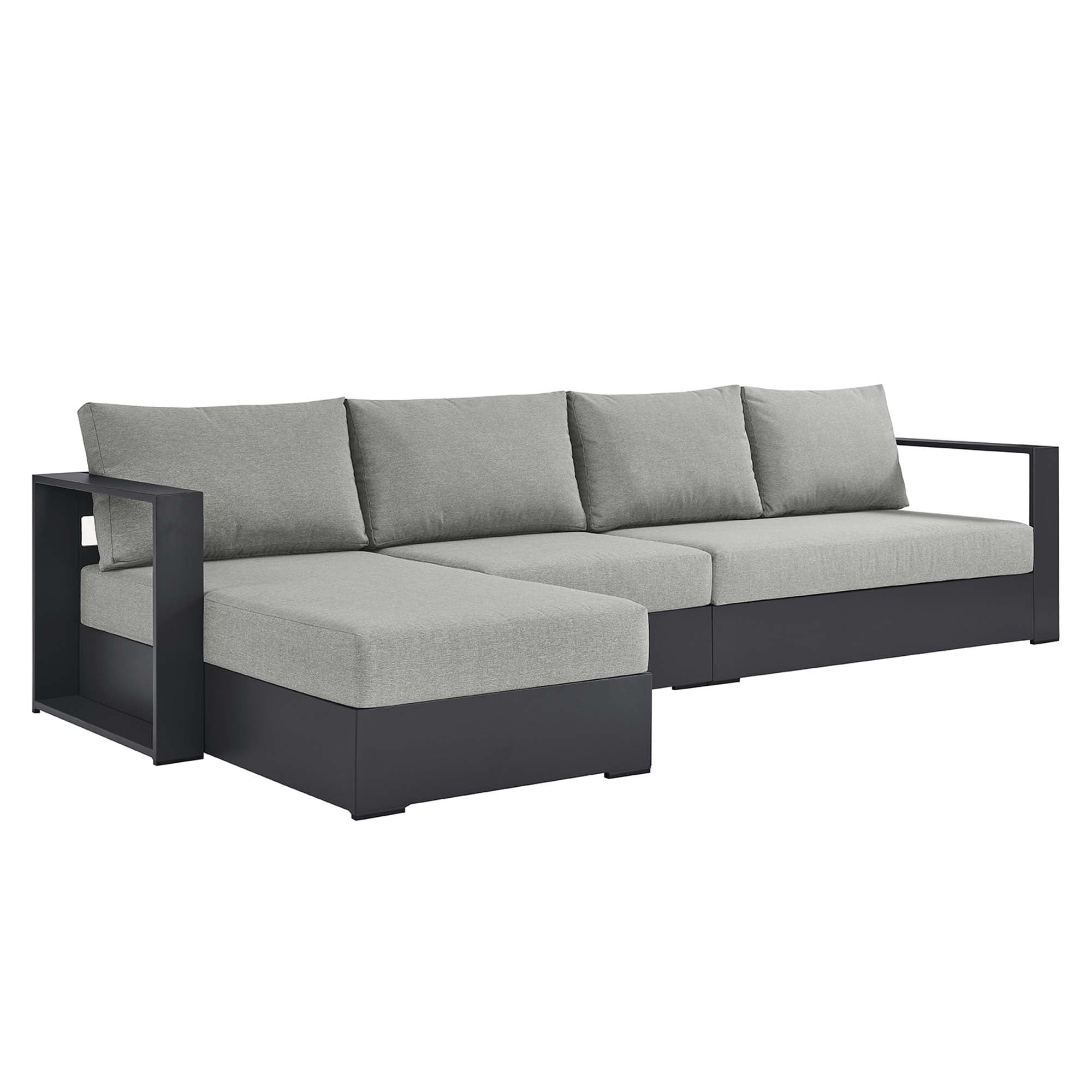 Modway Tahoe 3-Piece Outdoor Patio Powder-Coated Aluminum Left-Facing Chaise Sectional Sofa Set