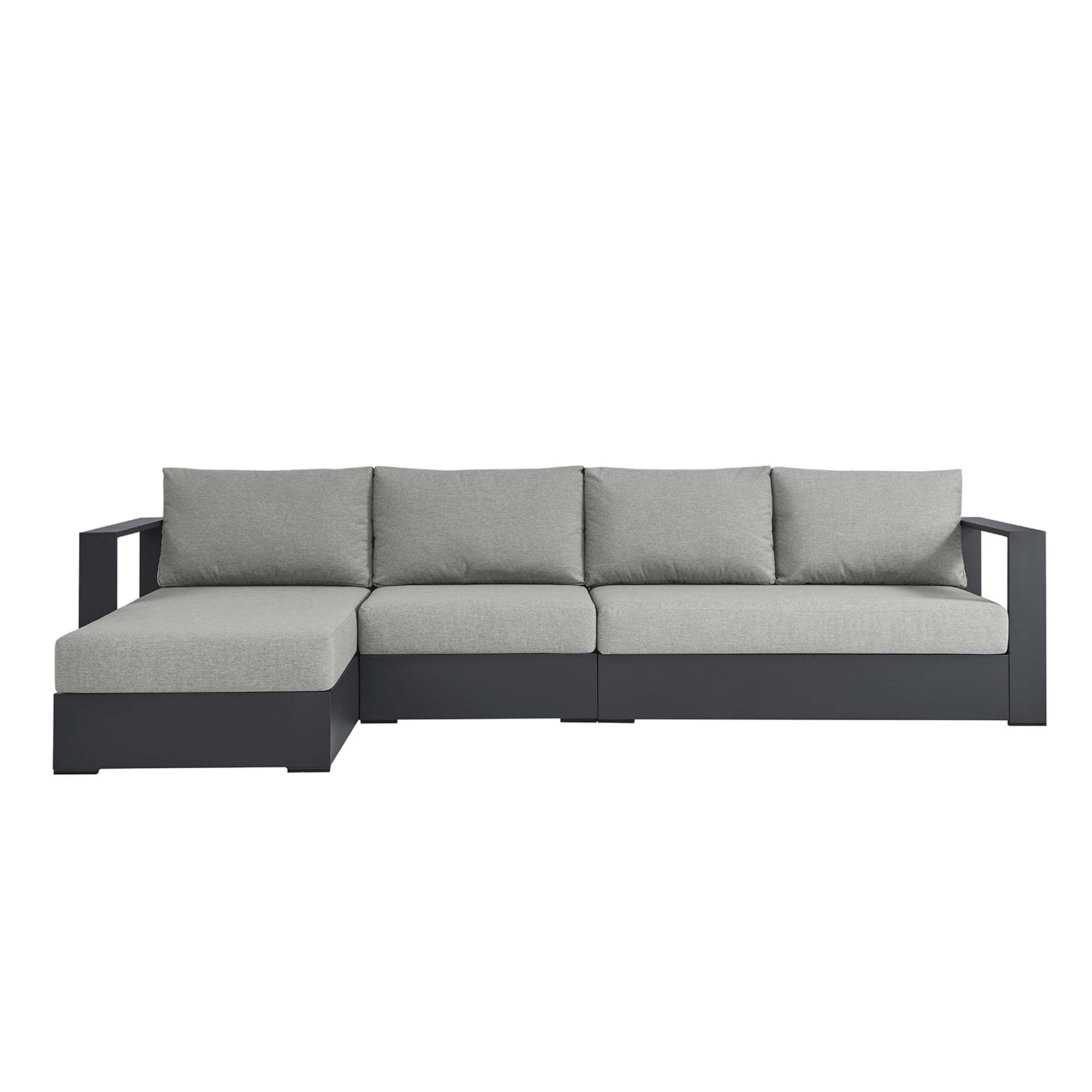 Modway Tahoe 3-Piece Outdoor Patio Powder-Coated Aluminum Left-Facing Chaise Sectional Sofa Set