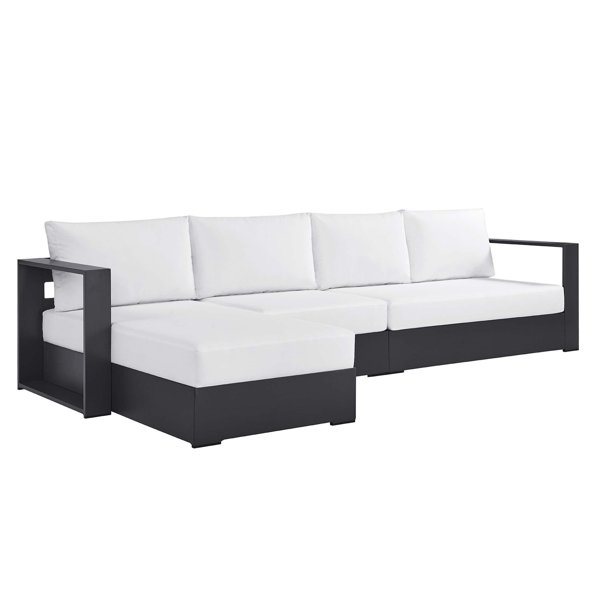 Modway Tahoe 3-Piece Outdoor Patio Powder-Coated Aluminum Left-Facing Chaise Sectional Sofa Set