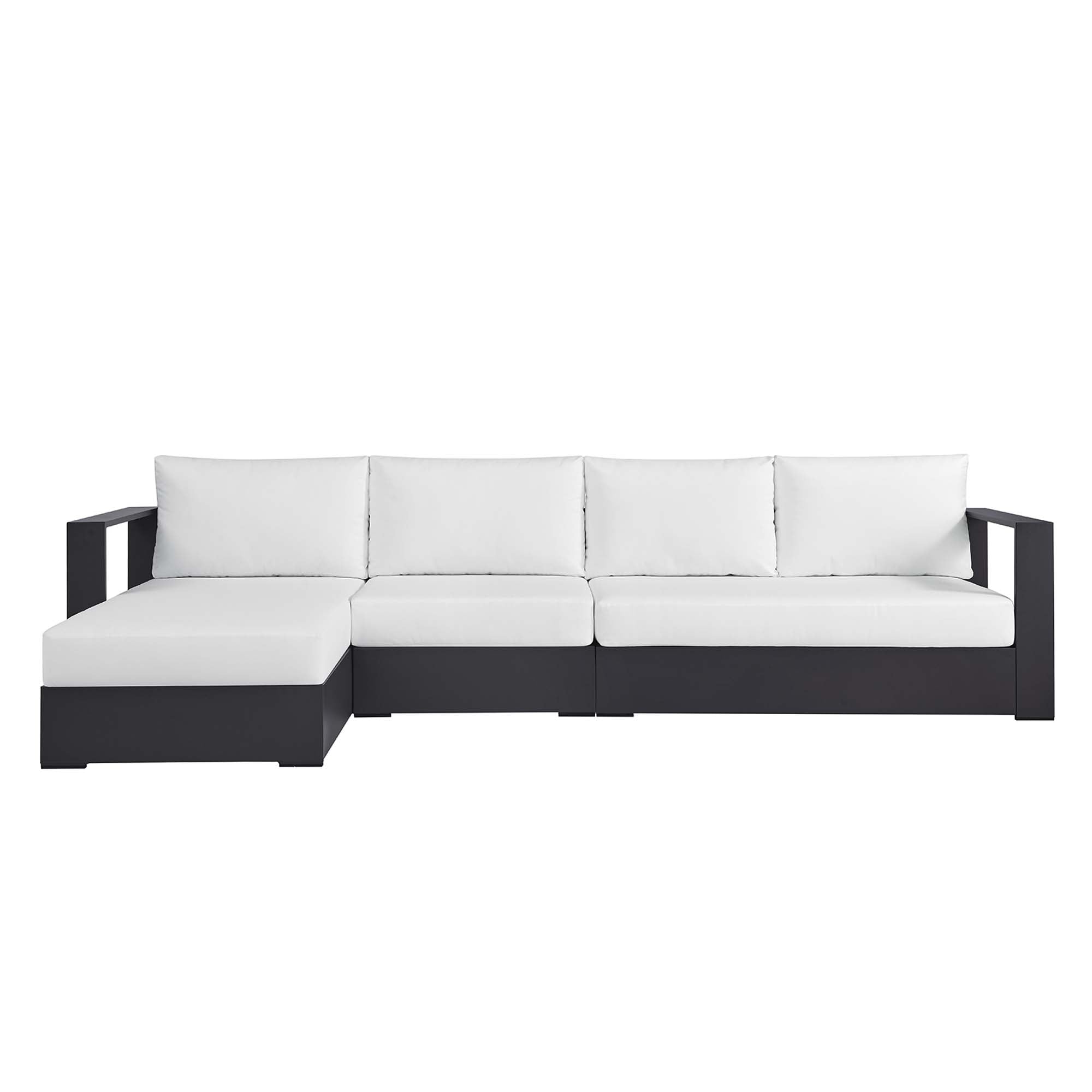 Modway Tahoe 3-Piece Outdoor Patio Powder-Coated Aluminum Left-Facing Chaise Sectional Sofa Set