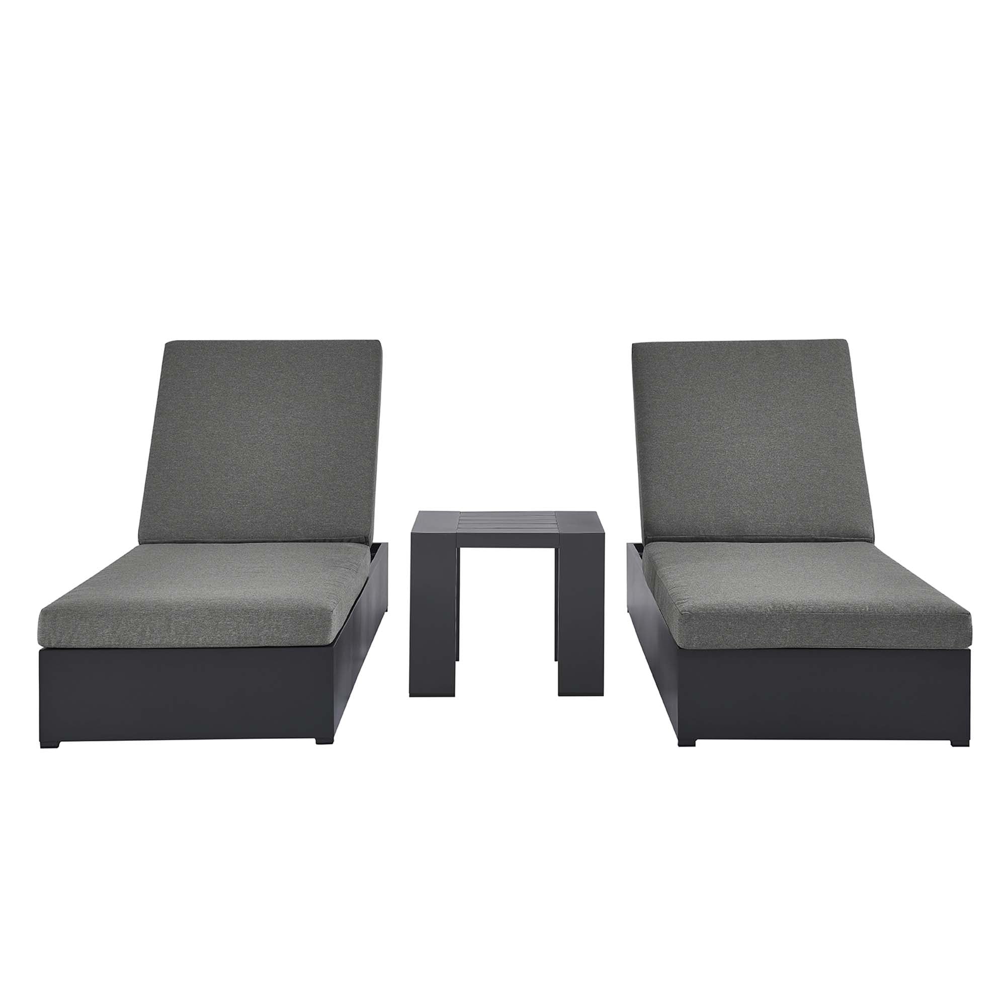 Modway Tahoe 3-Piece Outdoor Patio Powder-Coated Aluminum Chaise Lounge Set