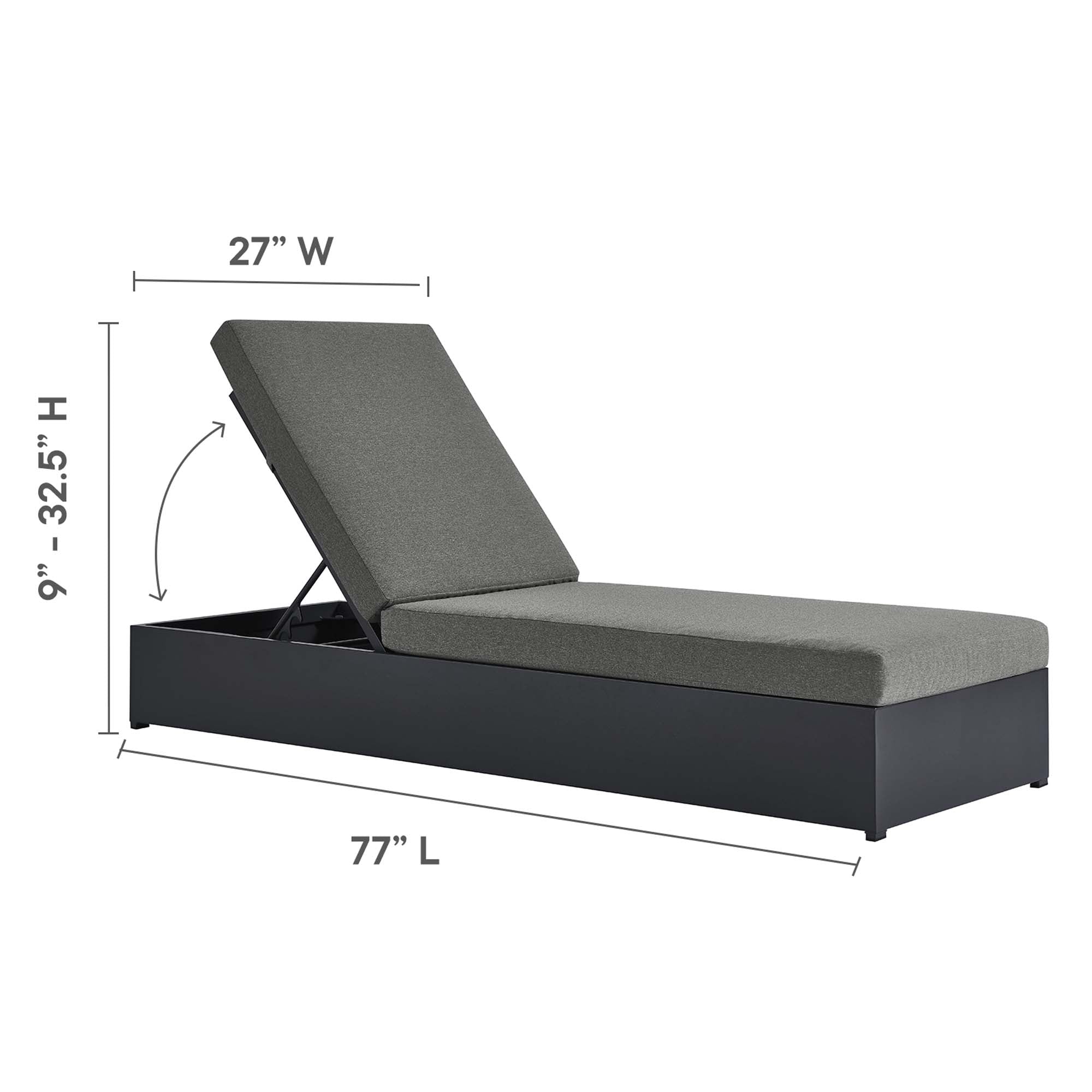 Modway Tahoe 3-Piece Outdoor Patio Powder-Coated Aluminum Chaise Lounge Set