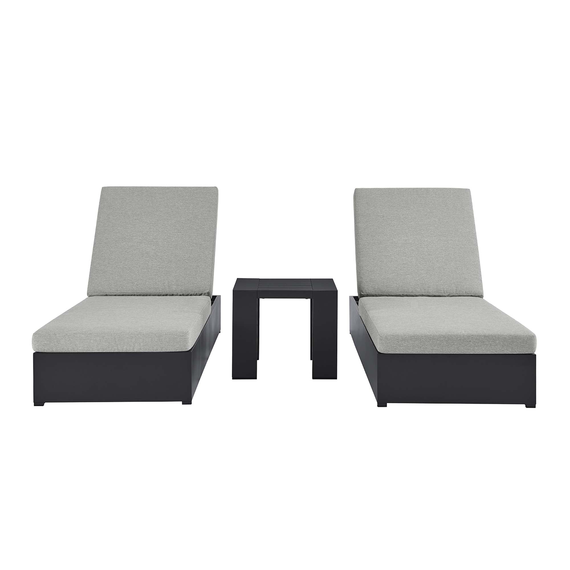 Modway Tahoe 3-Piece Outdoor Patio Powder-Coated Aluminum Chaise Lounge Set