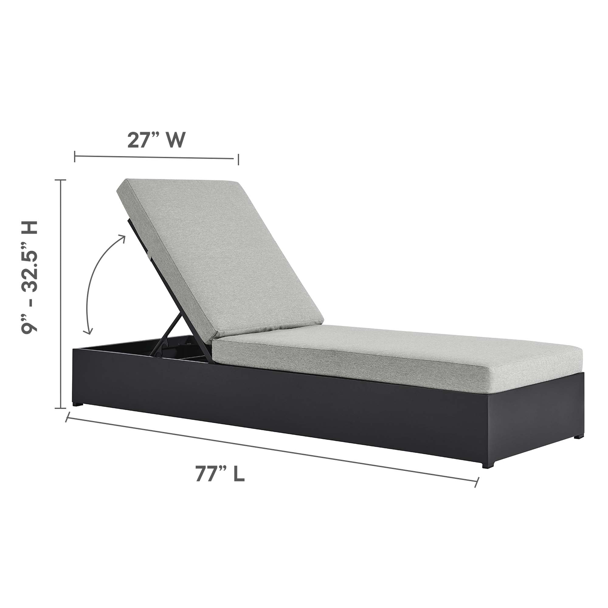 Modway Tahoe 3-Piece Outdoor Patio Powder-Coated Aluminum Chaise Lounge Set