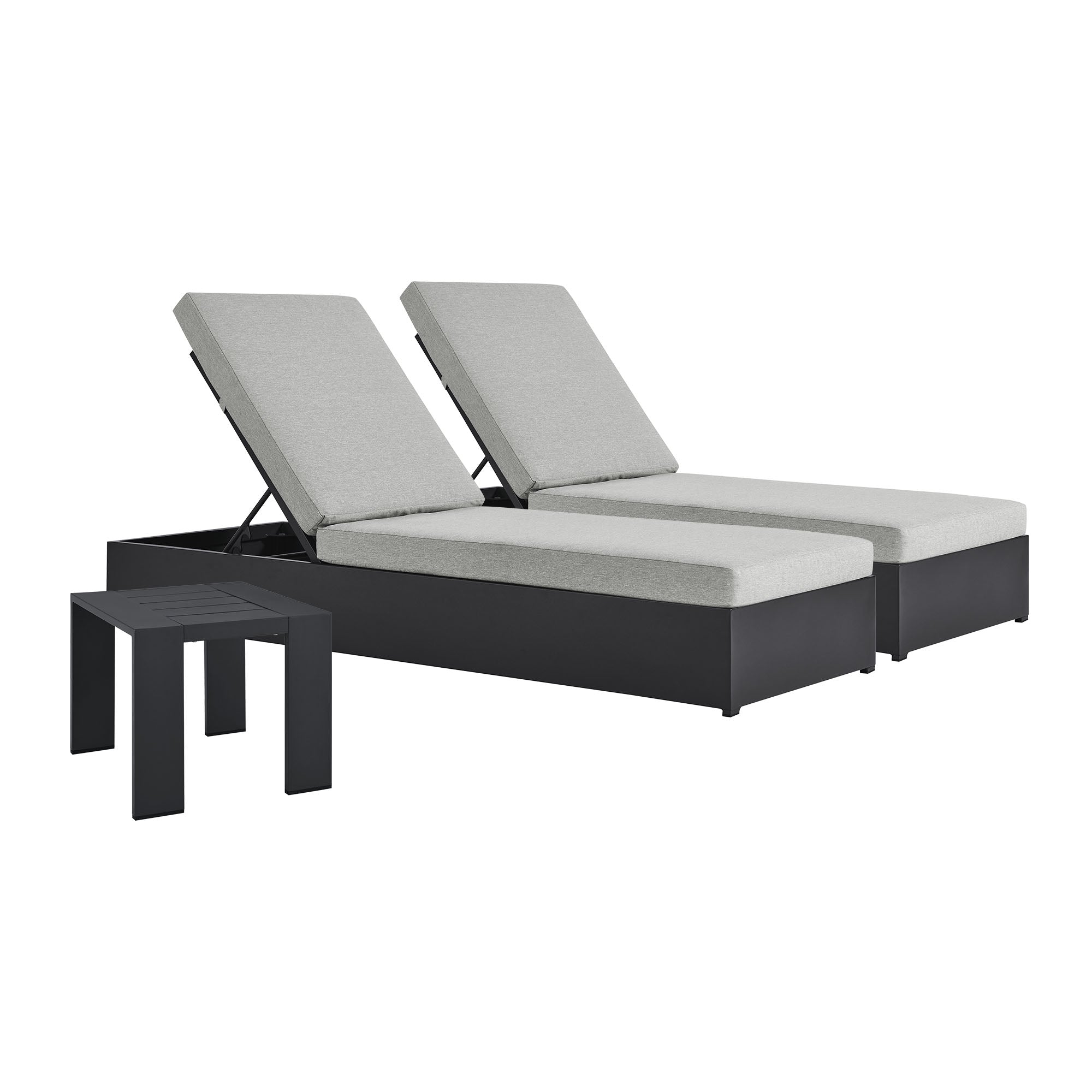 Modway Tahoe 3-Piece Outdoor Patio Powder-Coated Aluminum Chaise Lounge Set