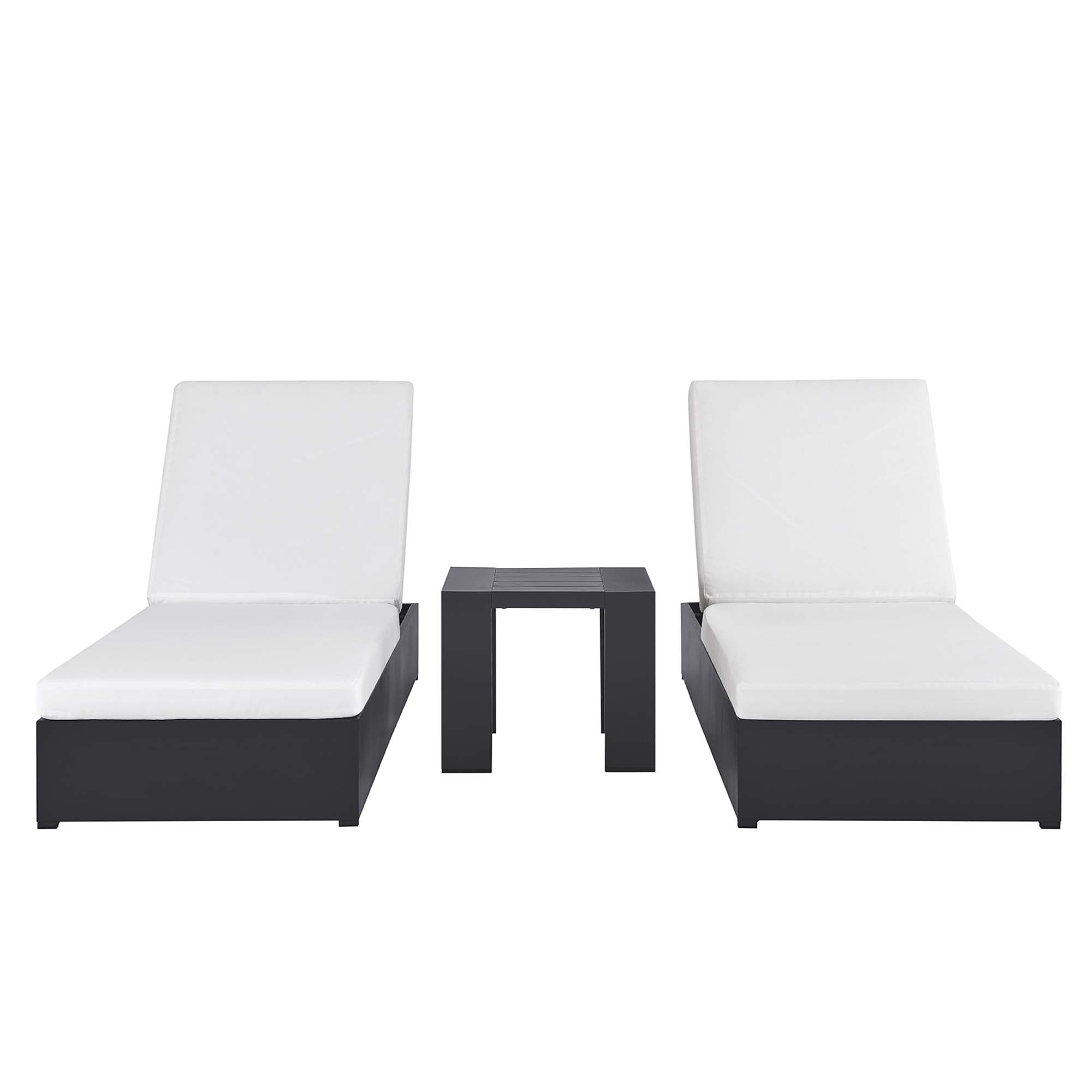 Modway Tahoe 3-Piece Outdoor Patio Powder-Coated Aluminum Chaise Lounge Set