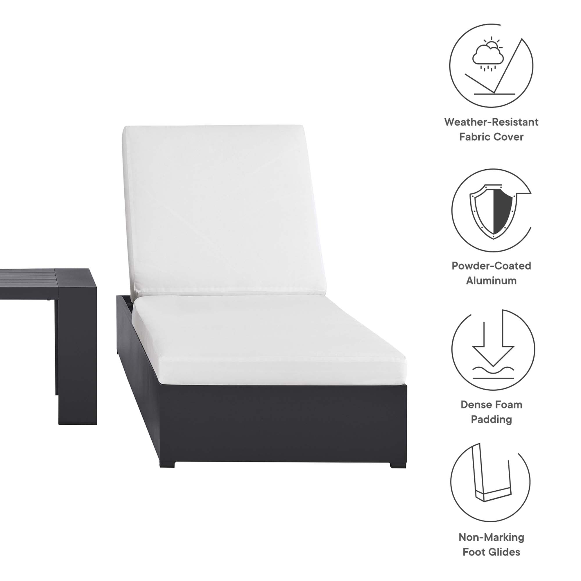 Modway Tahoe 3-Piece Outdoor Patio Powder-Coated Aluminum Chaise Lounge Set