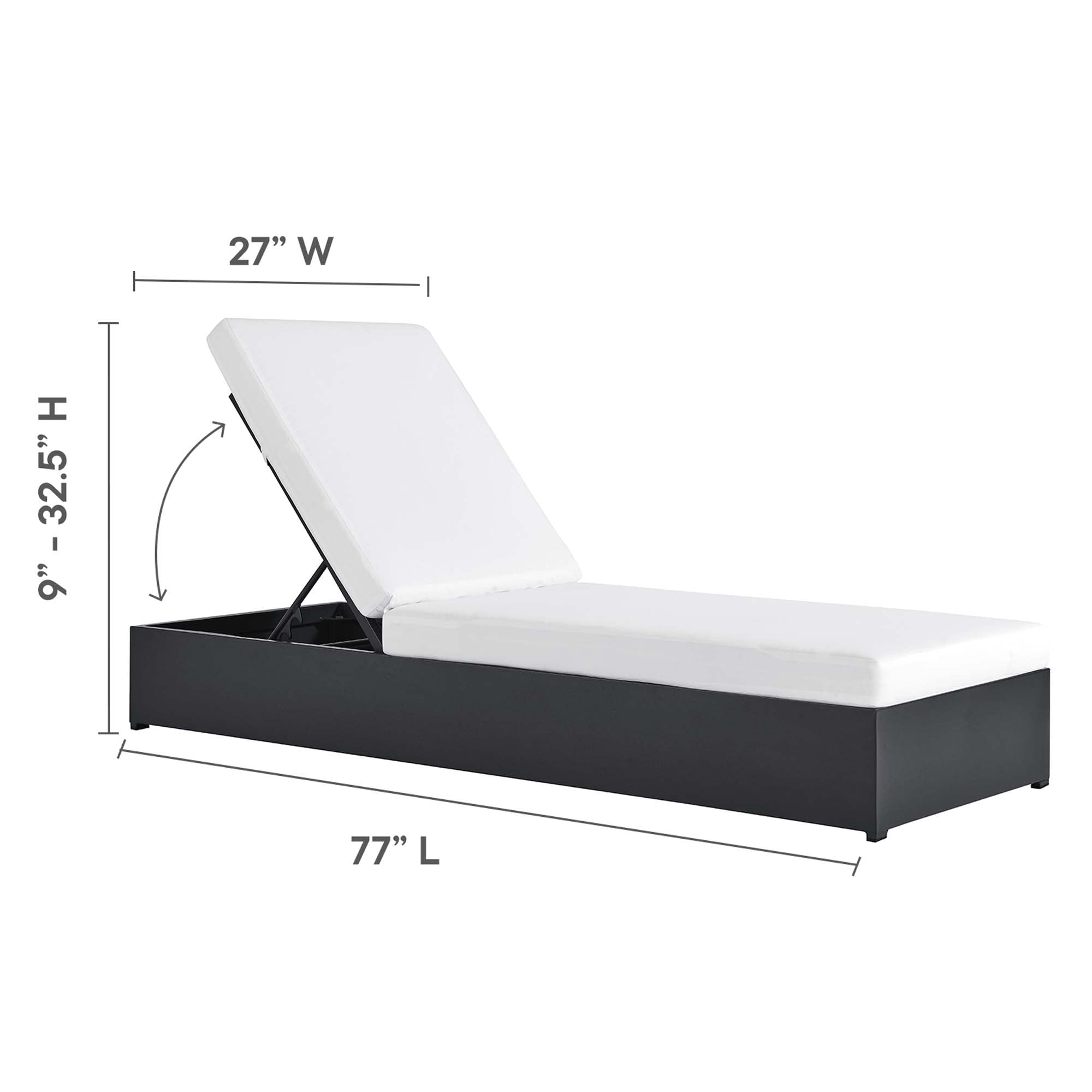 Modway Tahoe 3-Piece Outdoor Patio Powder-Coated Aluminum Chaise Lounge Set