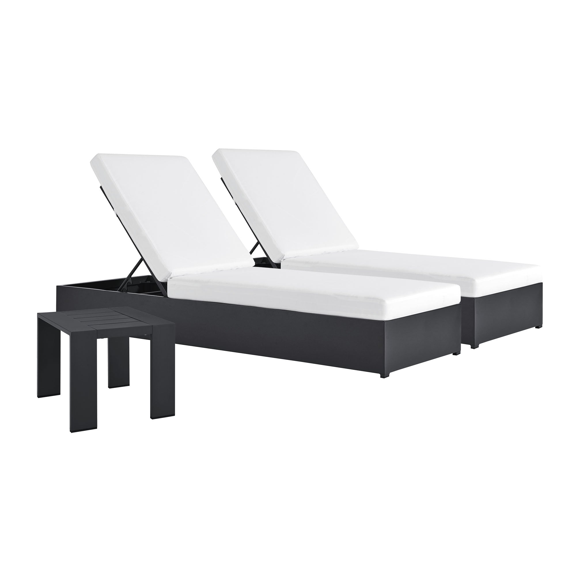 Modway Tahoe 3-Piece Outdoor Patio Powder-Coated Aluminum Chaise Lounge Set