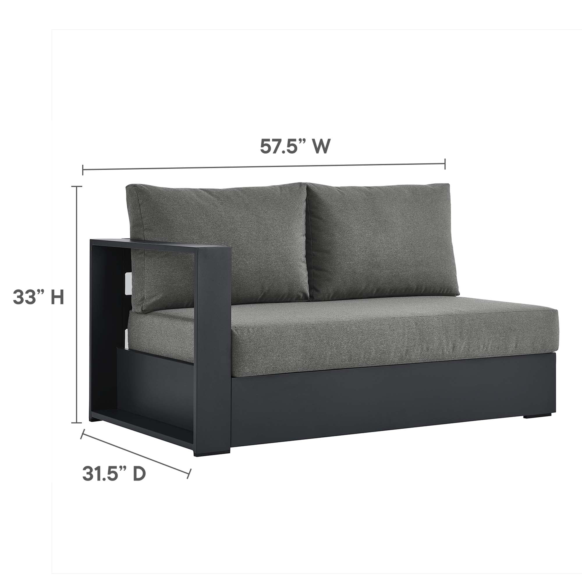 Modway Tahoe 5-Piece Outdoor Patio Powder-Coated Aluminum Sectional Sofa Set
