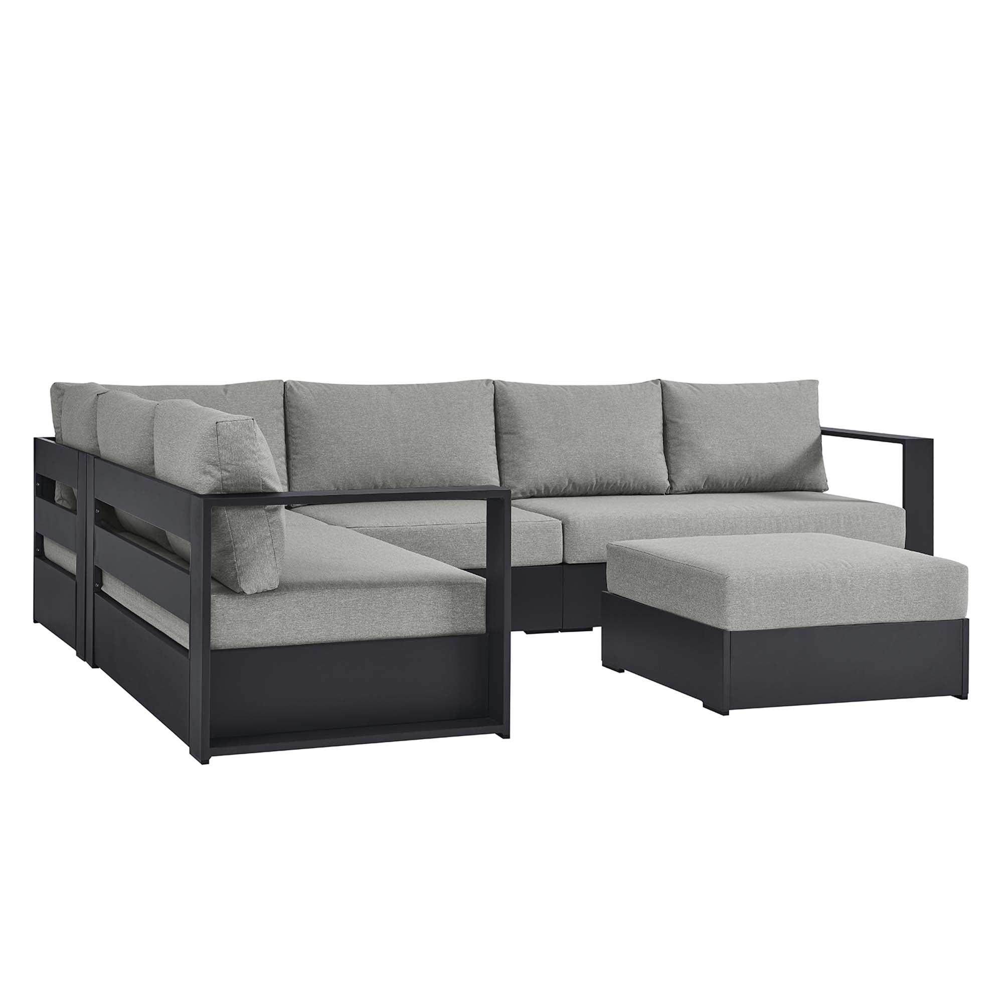 Modway Tahoe 5-Piece Outdoor Patio Powder-Coated Aluminum Sectional Sofa Set