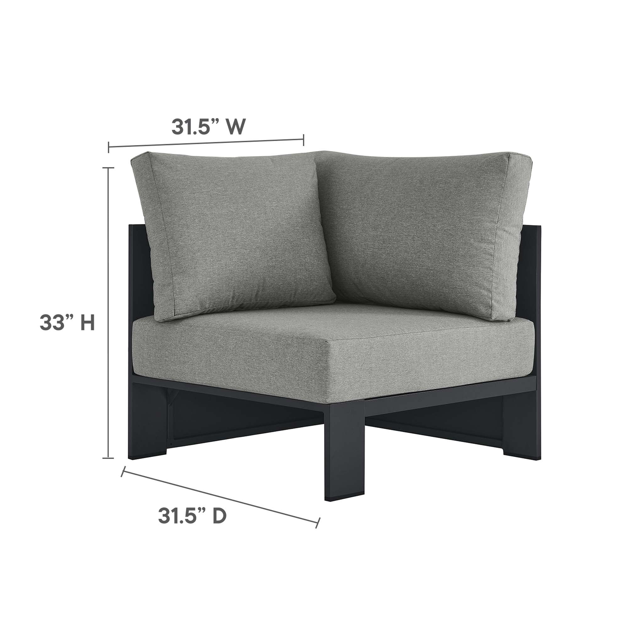 Modway Tahoe 5-Piece Outdoor Patio Powder-Coated Aluminum Sectional Sofa Set