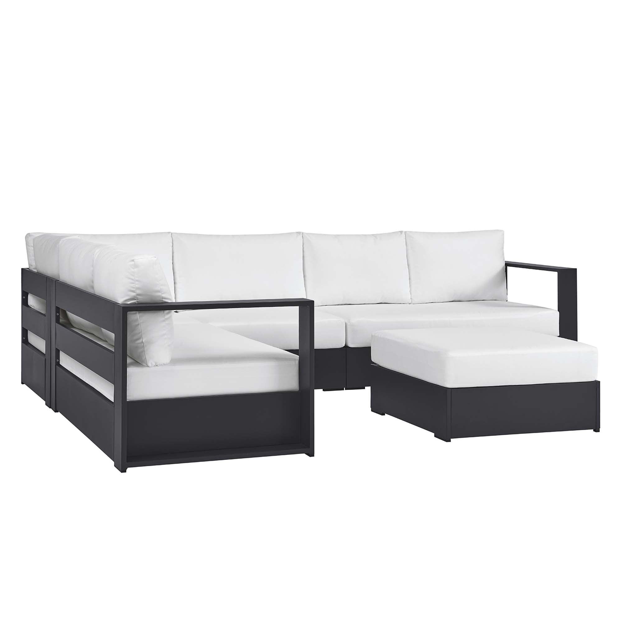 Modway Tahoe 5-Piece Outdoor Patio Powder-Coated Aluminum Sectional Sofa Set