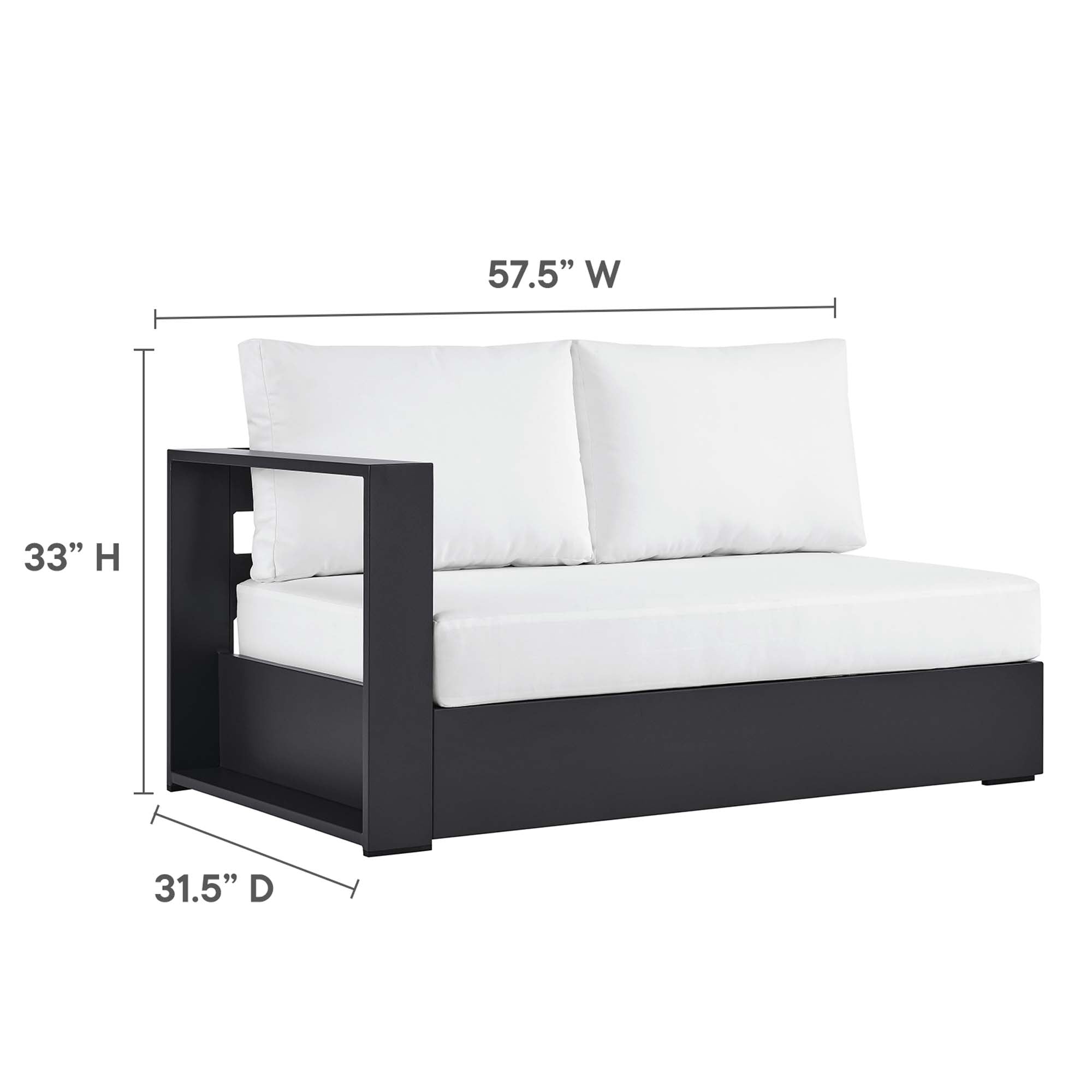 Modway Tahoe 5-Piece Outdoor Patio Powder-Coated Aluminum Sectional Sofa Set