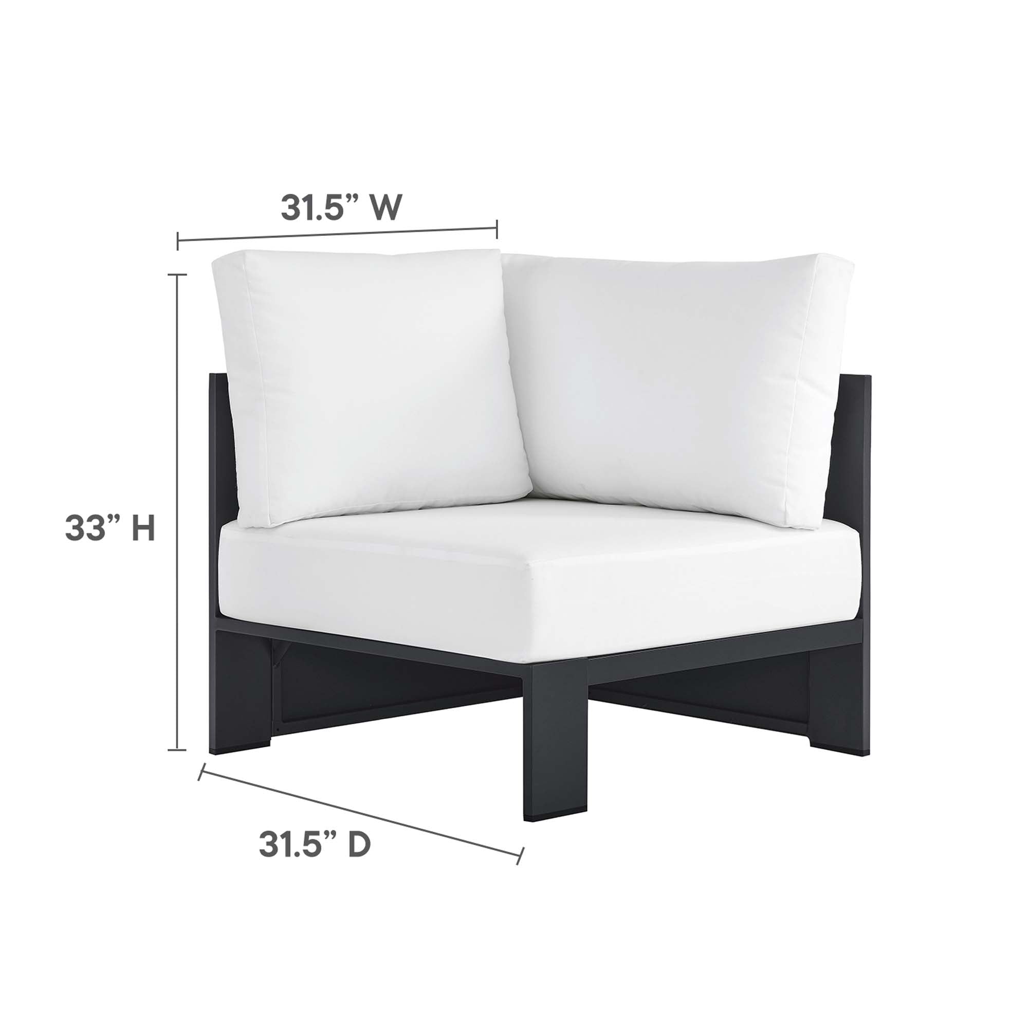 Modway Tahoe 5-Piece Outdoor Patio Powder-Coated Aluminum Sectional Sofa Set