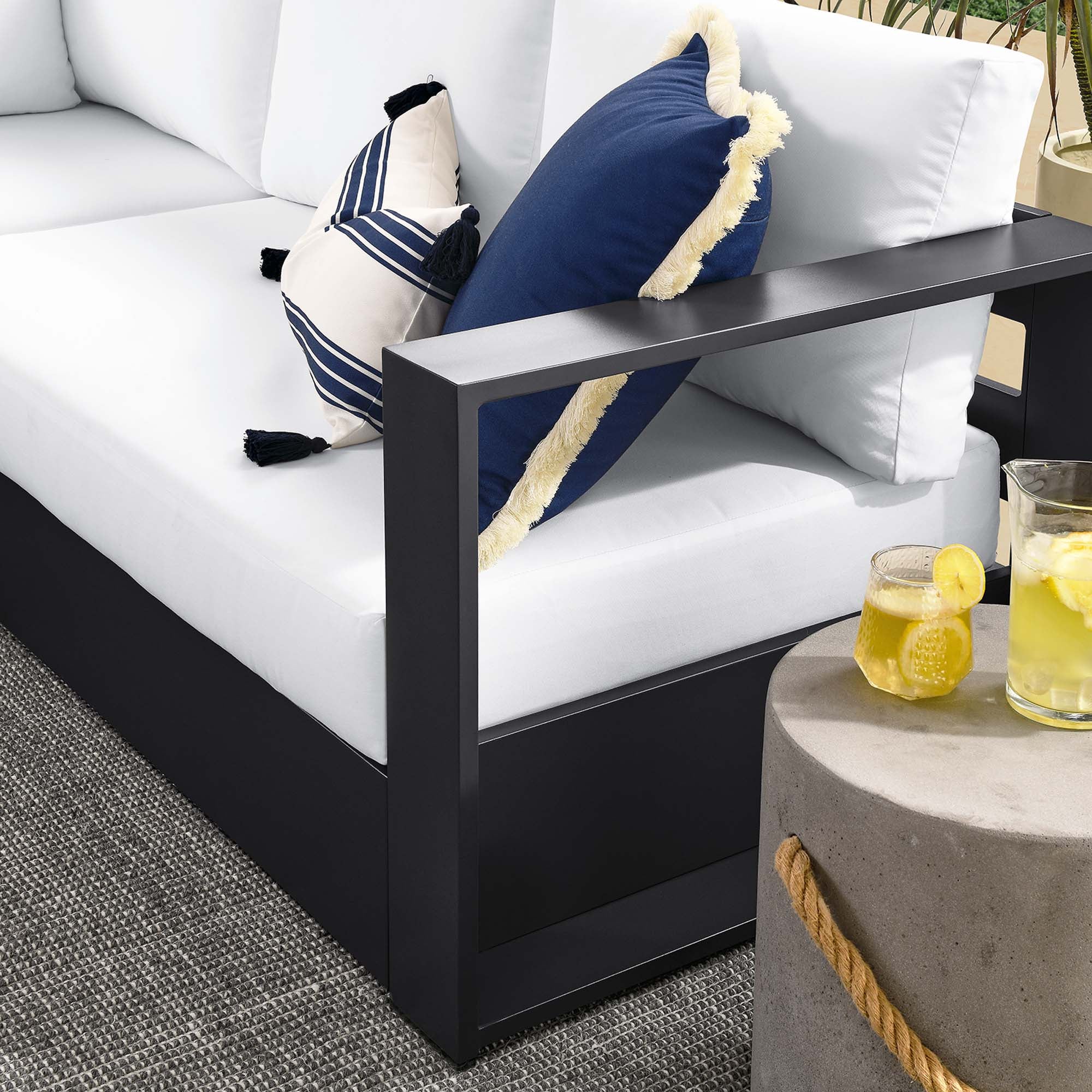 Modway Tahoe 5-Piece Outdoor Patio Powder-Coated Aluminum Sectional Sofa Set
