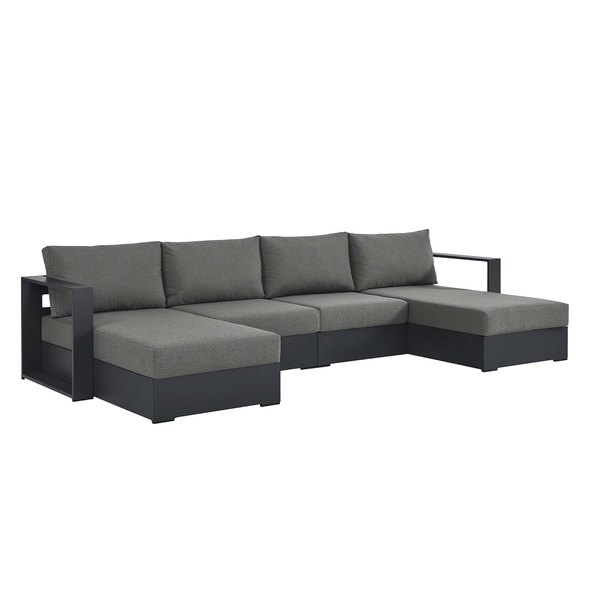 Modway Tahoe 4-Piece Outdoor Patio Powder-Coated Aluminum Sectional Sofa Set