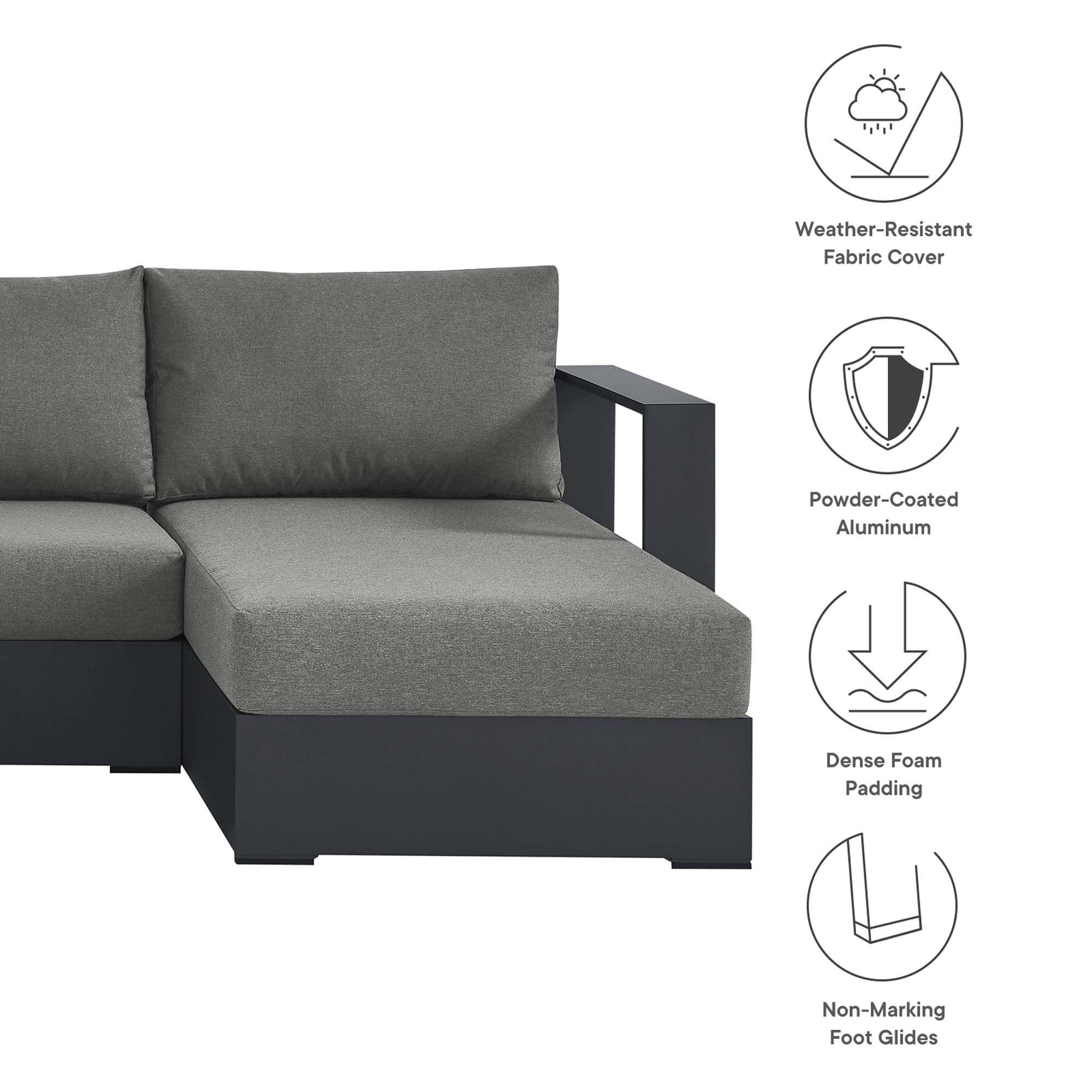 Modway Tahoe 4-Piece Outdoor Patio Powder-Coated Aluminum Sectional Sofa Set