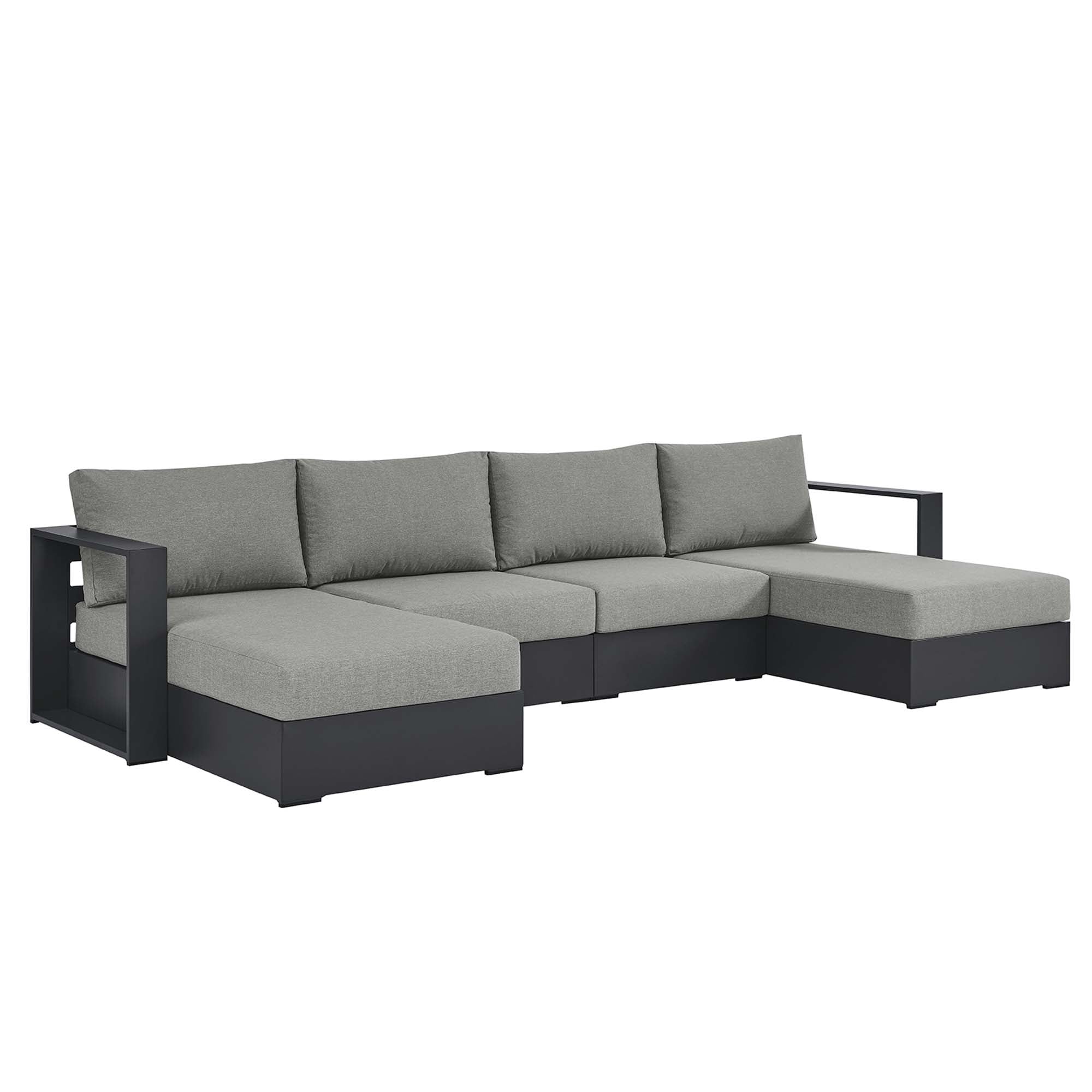 Modway Tahoe 4-Piece Outdoor Patio Powder-Coated Aluminum Sectional Sofa Set