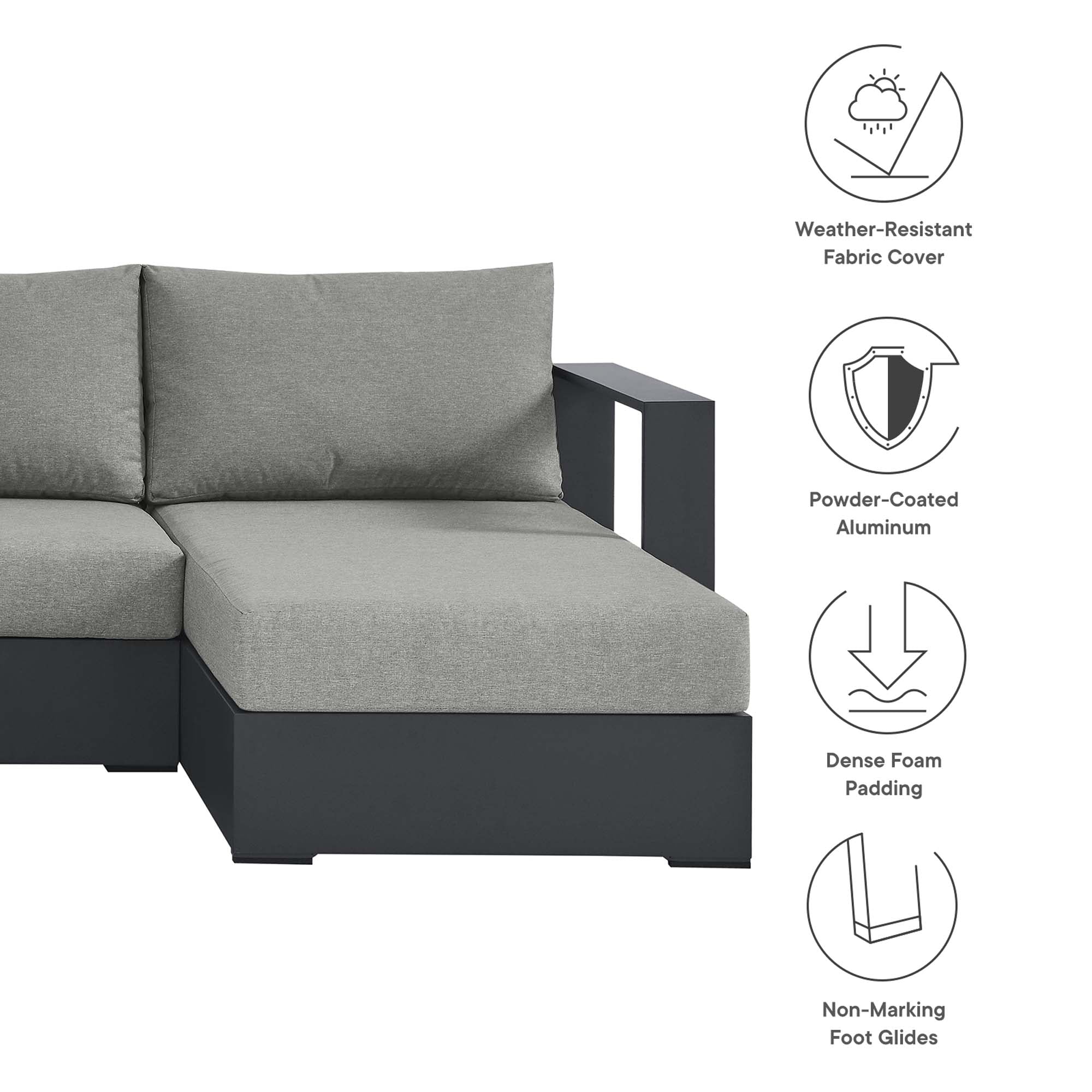 Modway Tahoe 4-Piece Outdoor Patio Powder-Coated Aluminum Sectional Sofa Set