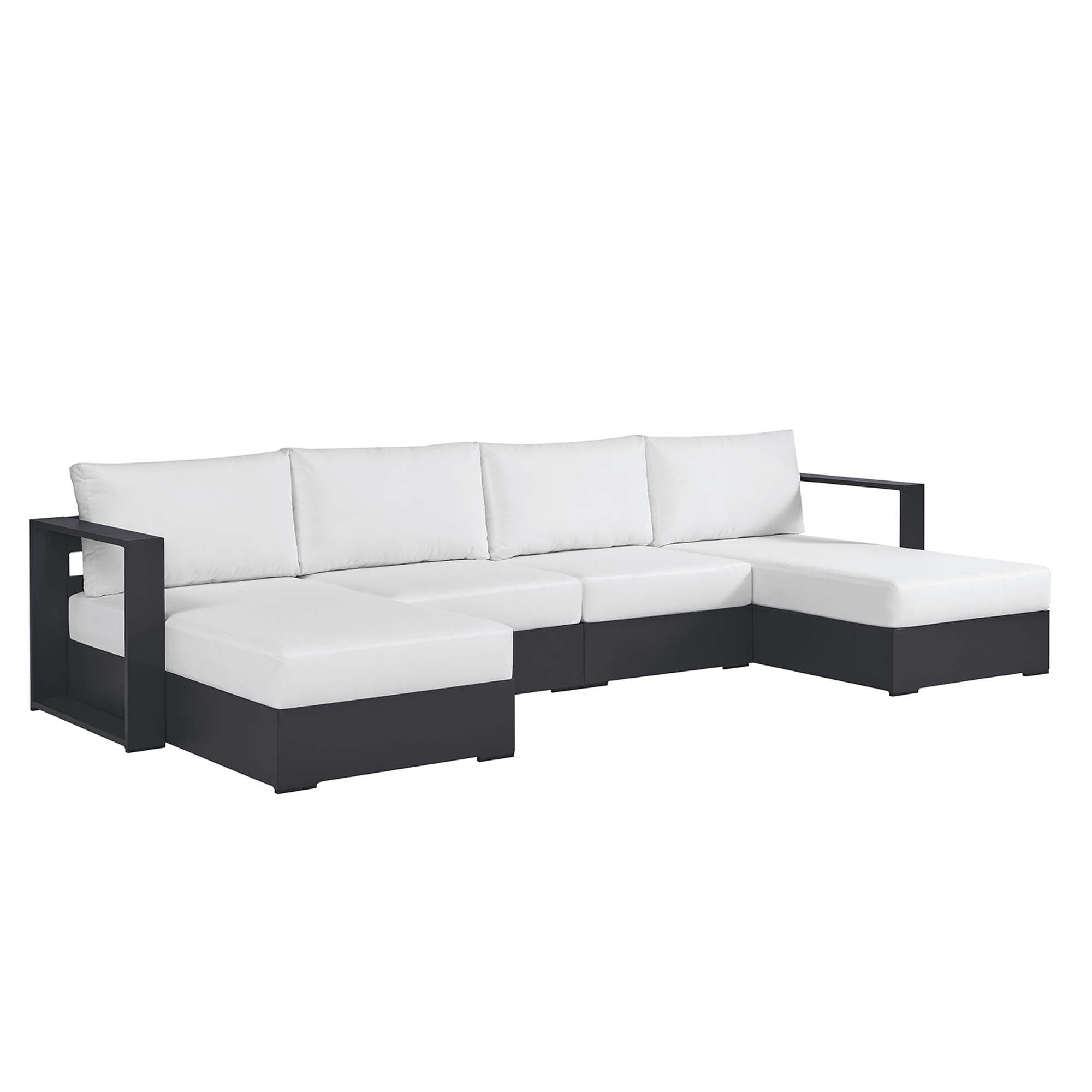 Modway Tahoe 4-Piece Outdoor Patio Powder-Coated Aluminum Sectional Sofa Set