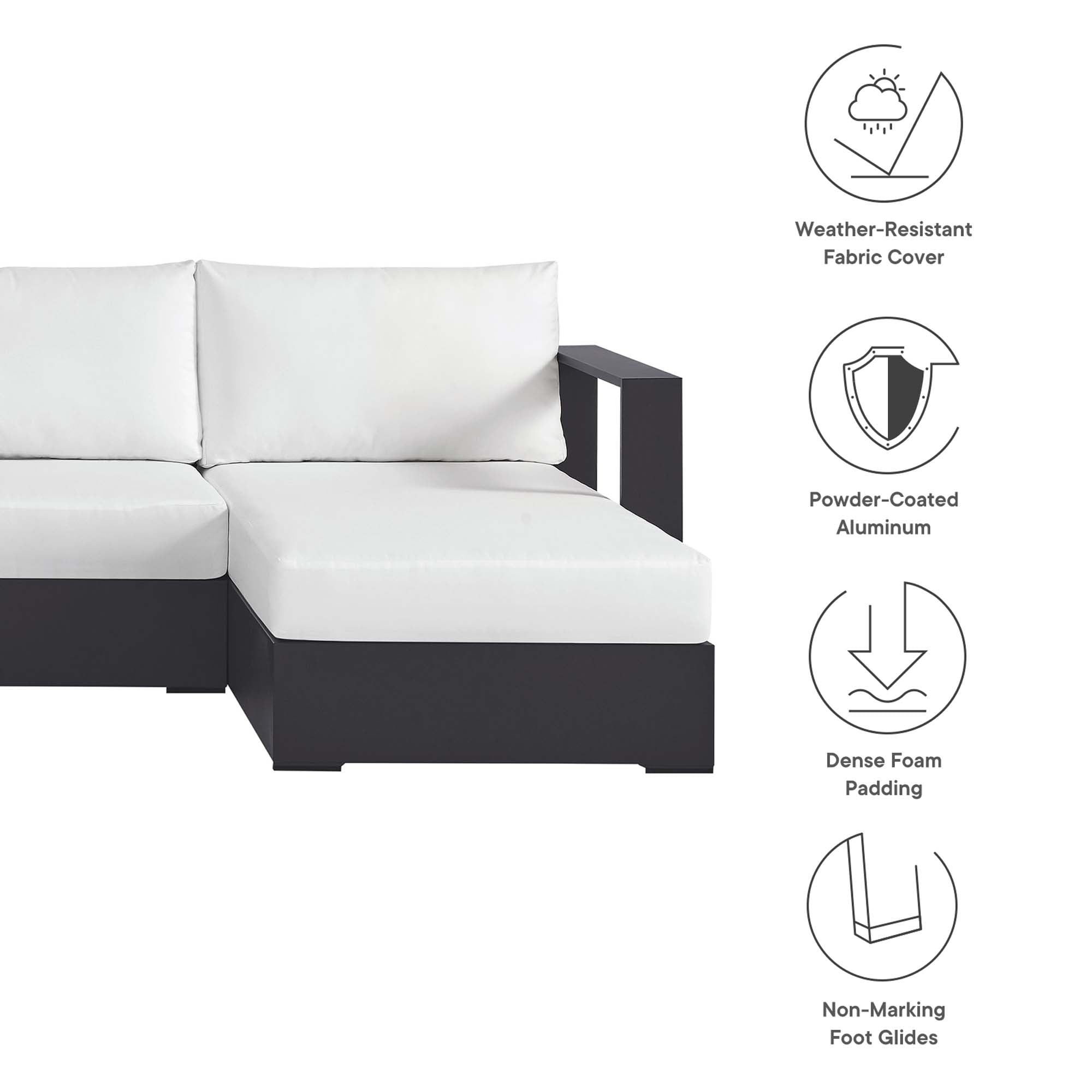 Modway Tahoe 4-Piece Outdoor Patio Powder-Coated Aluminum Sectional Sofa Set