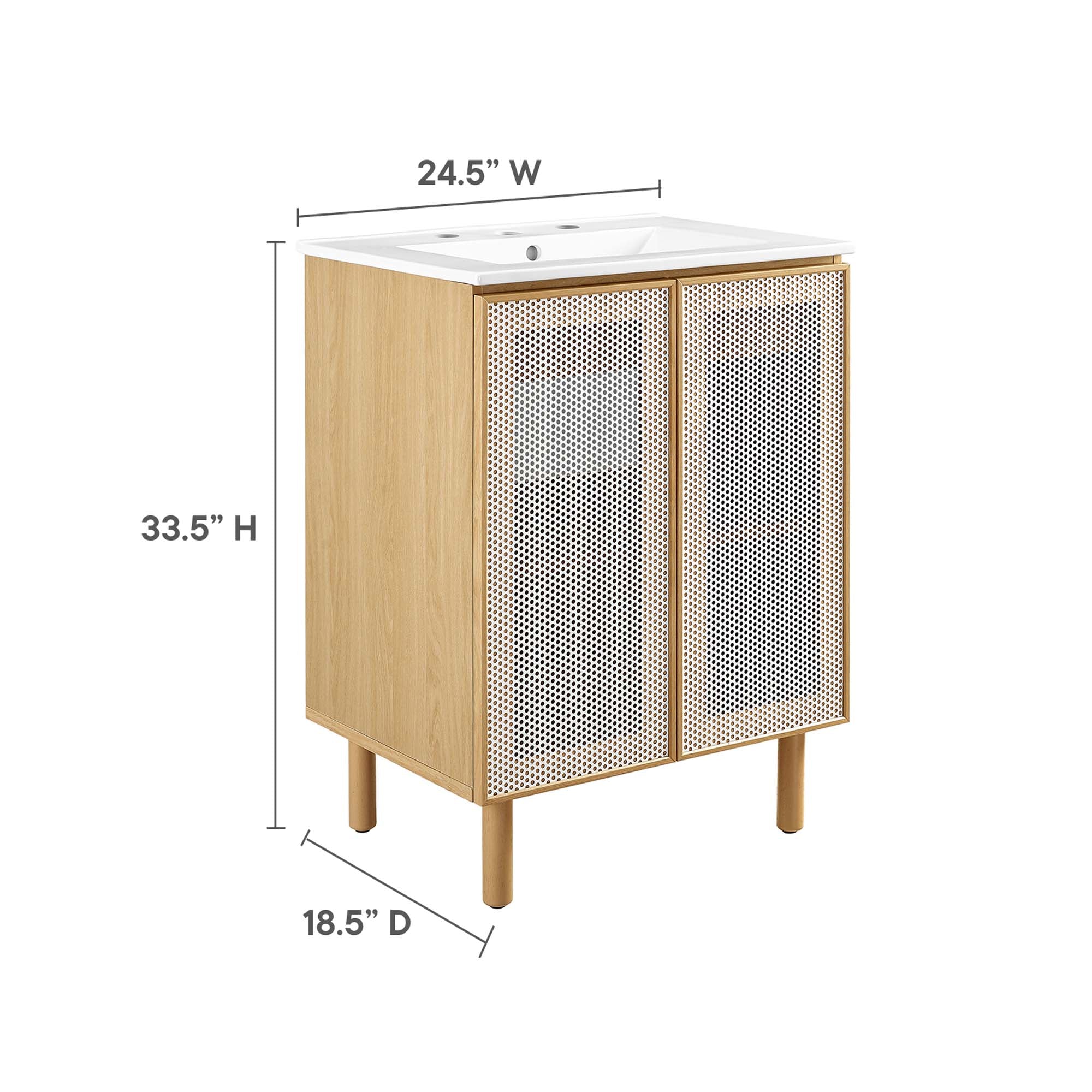 Modway Calla 24" Perforated Metal Bathroom Vanity