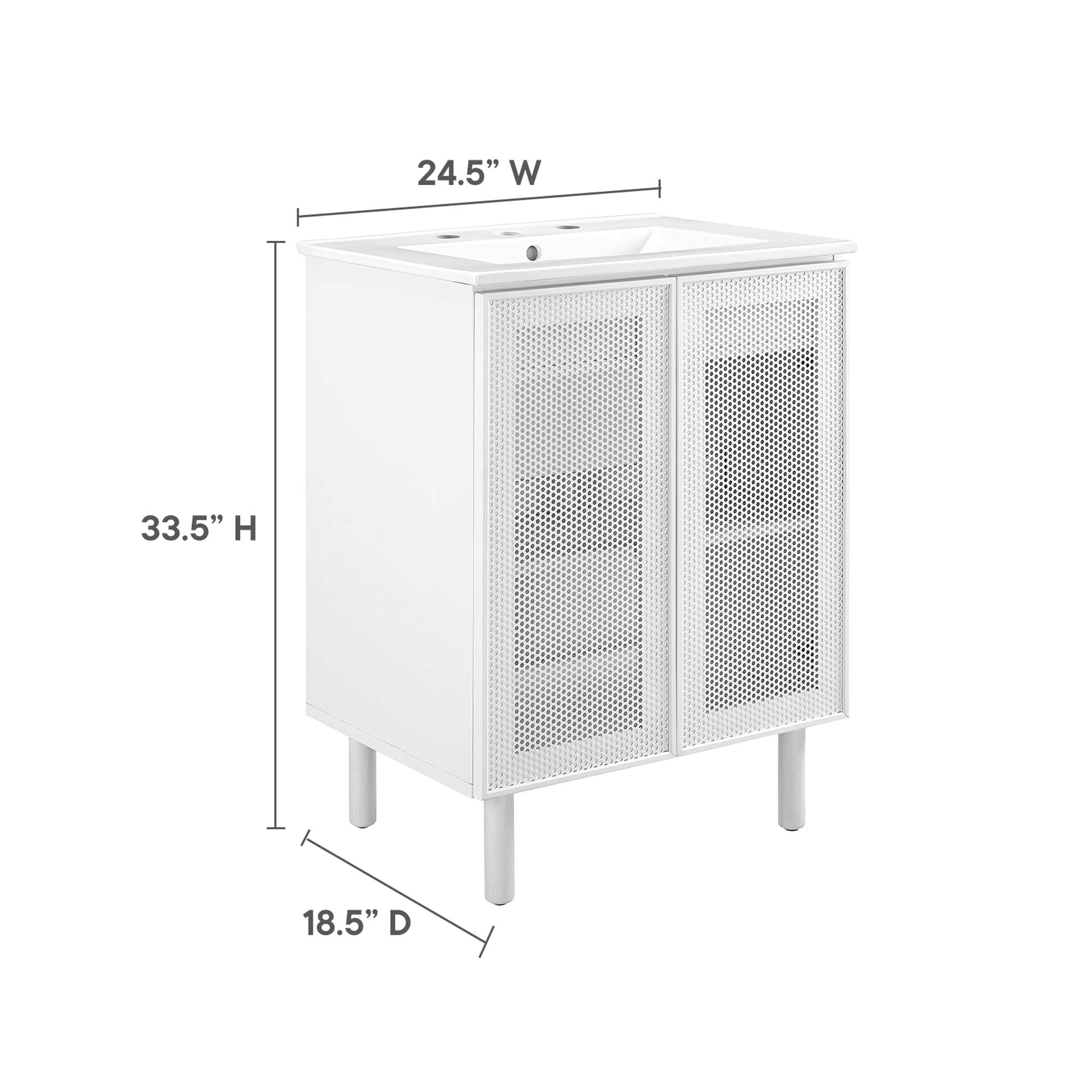 Modway Calla 24" Perforated Metal Bathroom Vanity