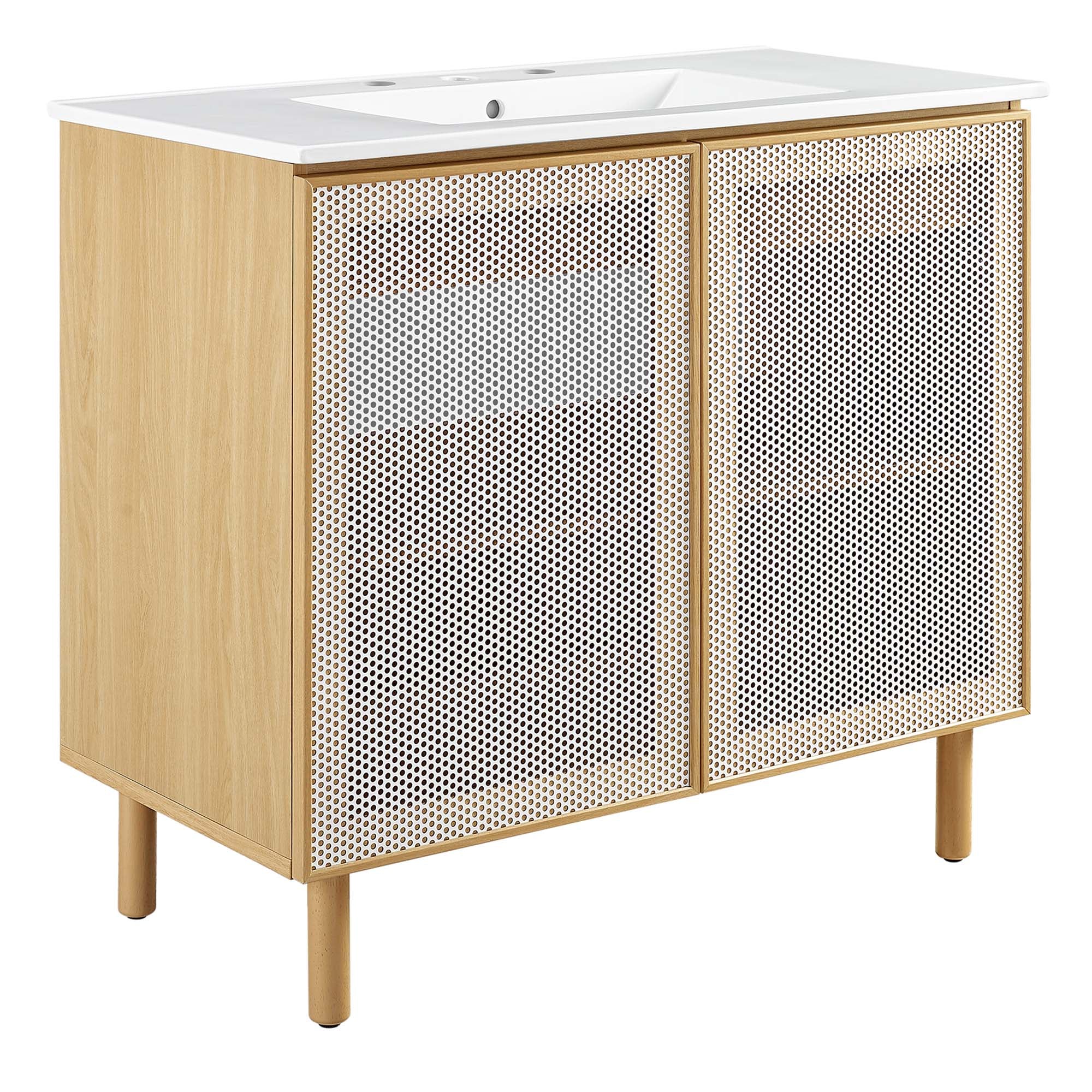 Modway Calla 36" Perforated Metal Bathroom Vanity