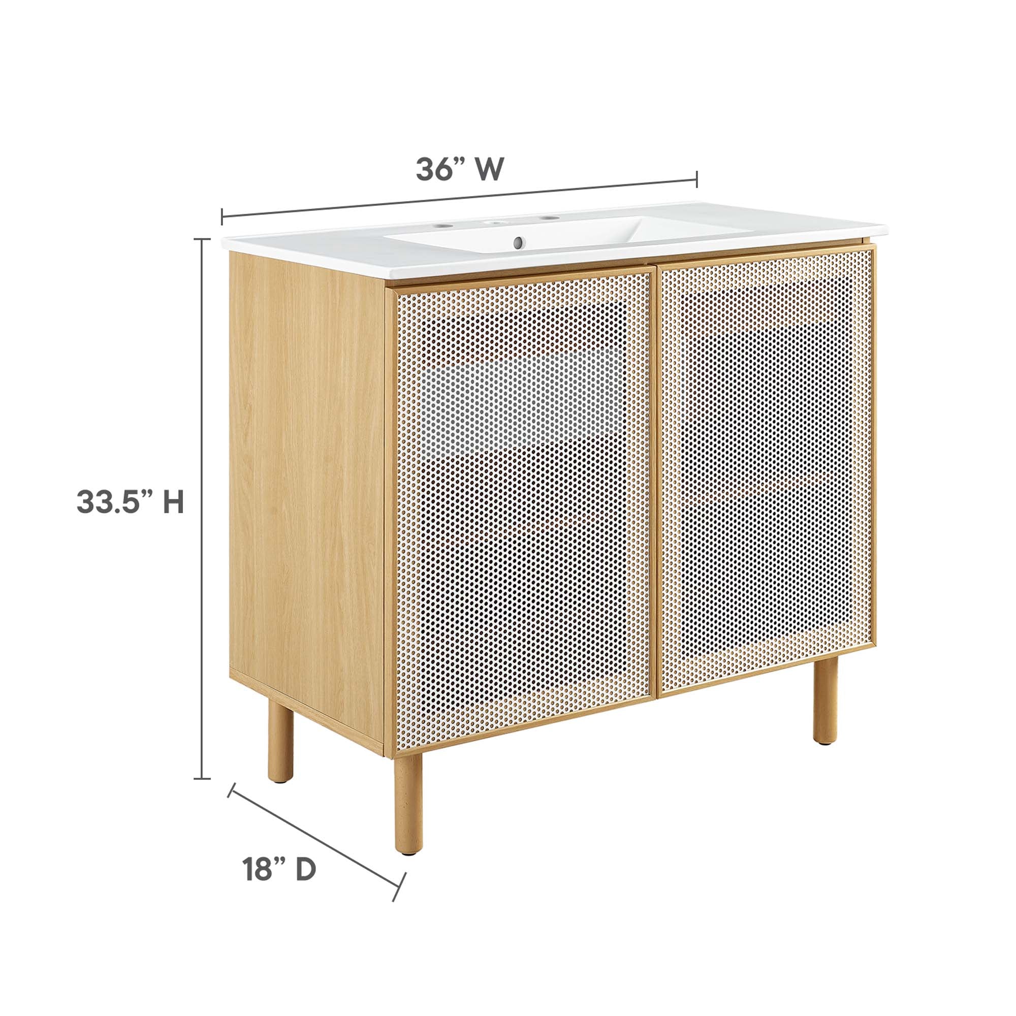 Modway Calla 36" Perforated Metal Bathroom Vanity