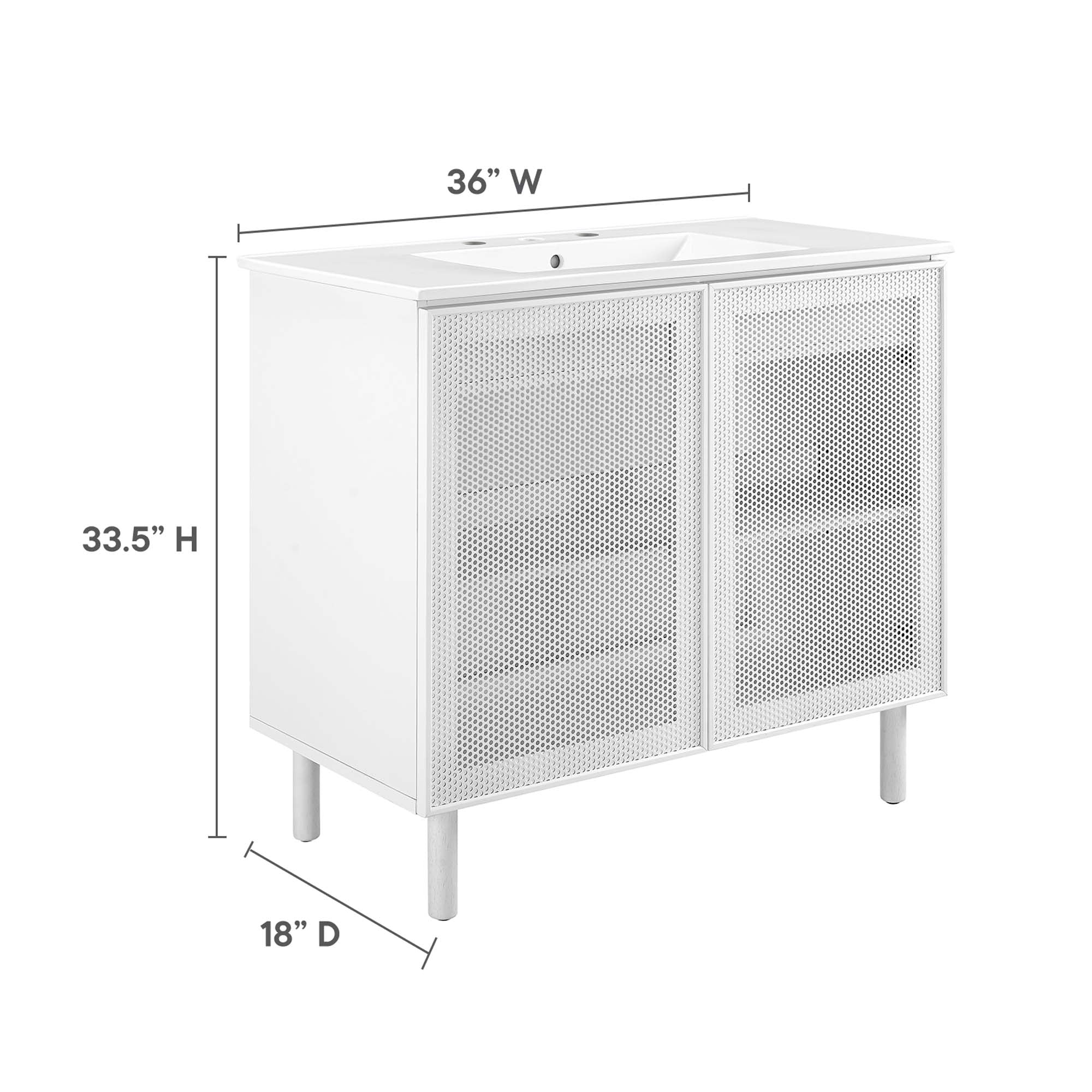 Modway Calla 36" Perforated Metal Bathroom Vanity