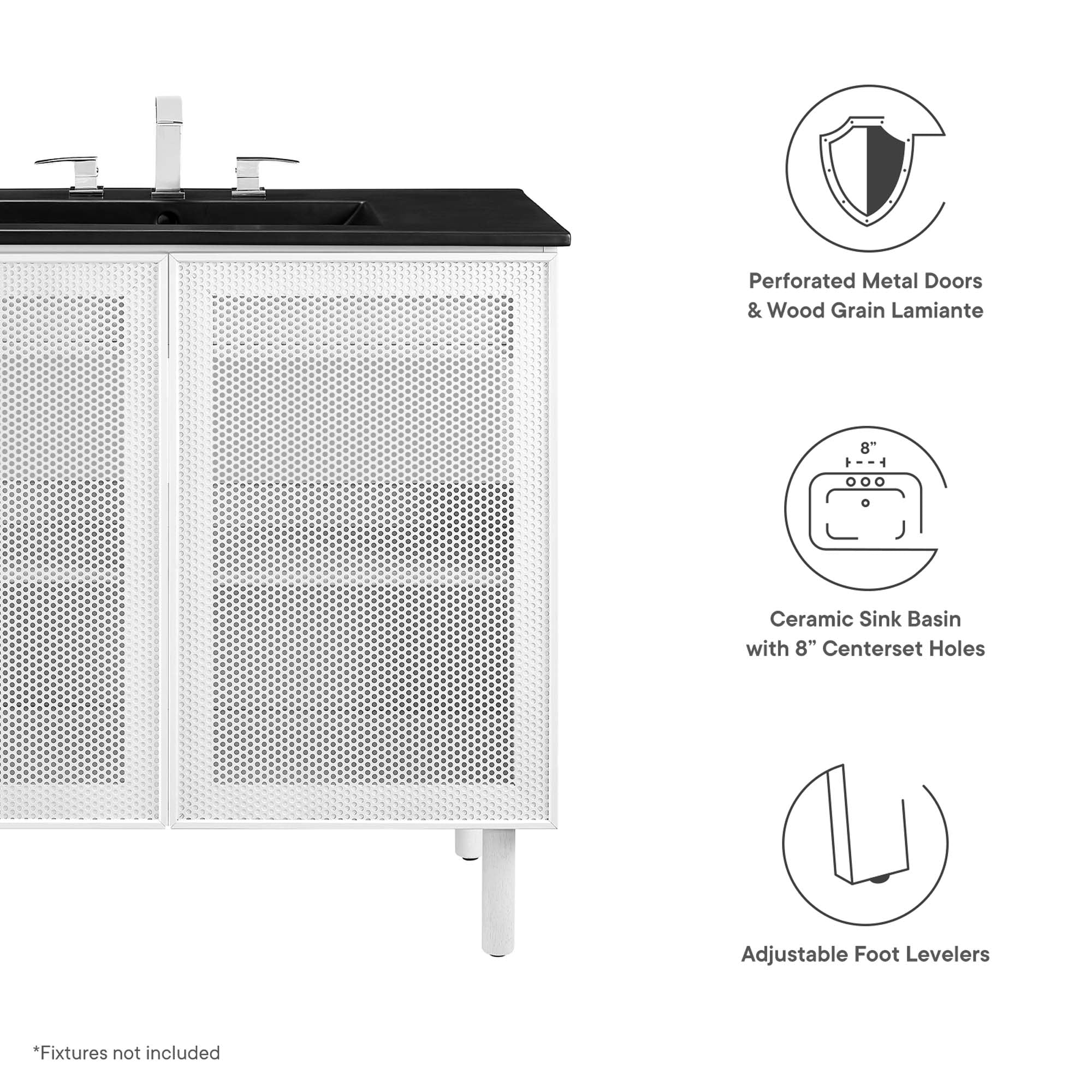 Modway Calla 36" Perforated Metal Bathroom Vanity