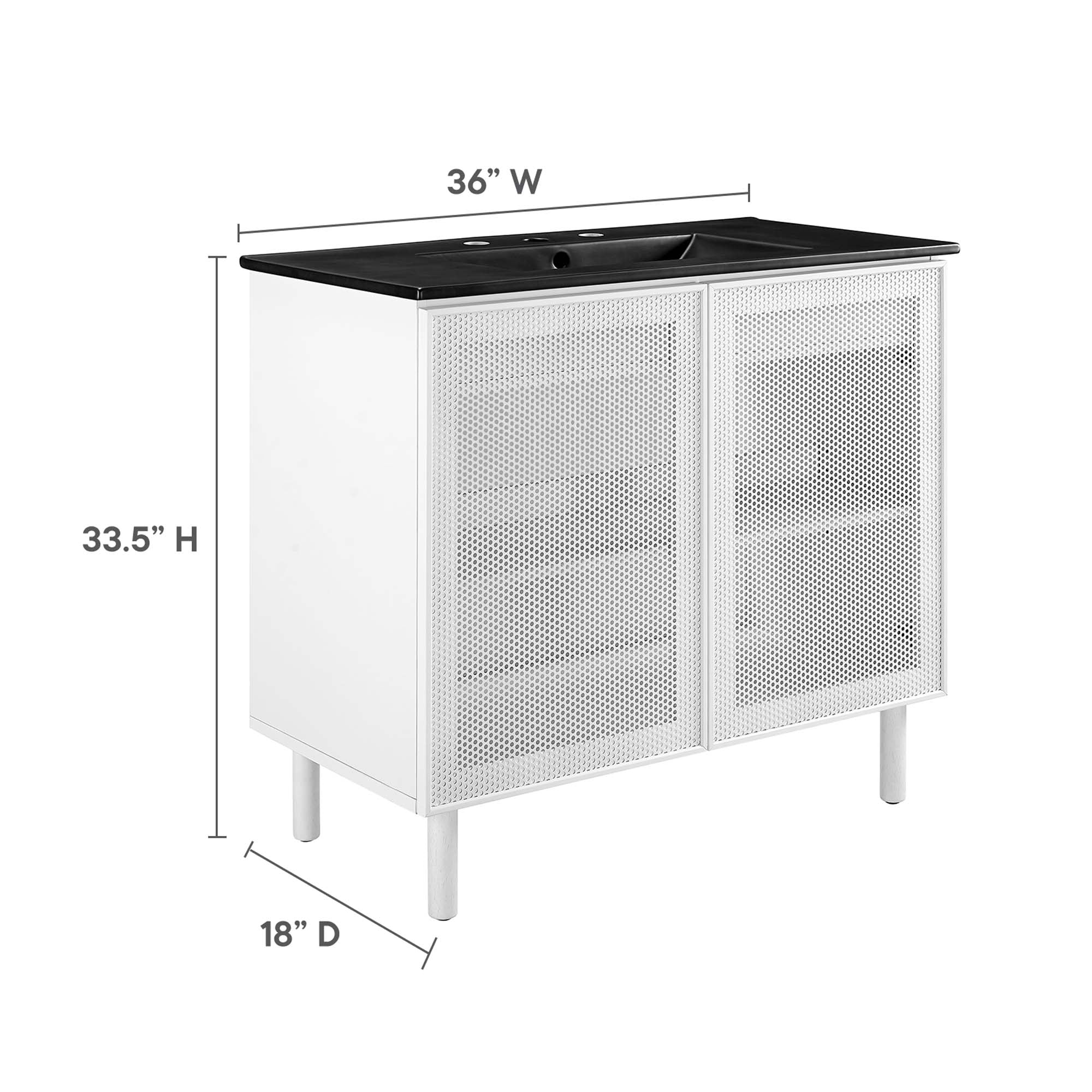 Modway Calla 36" Perforated Metal Bathroom Vanity